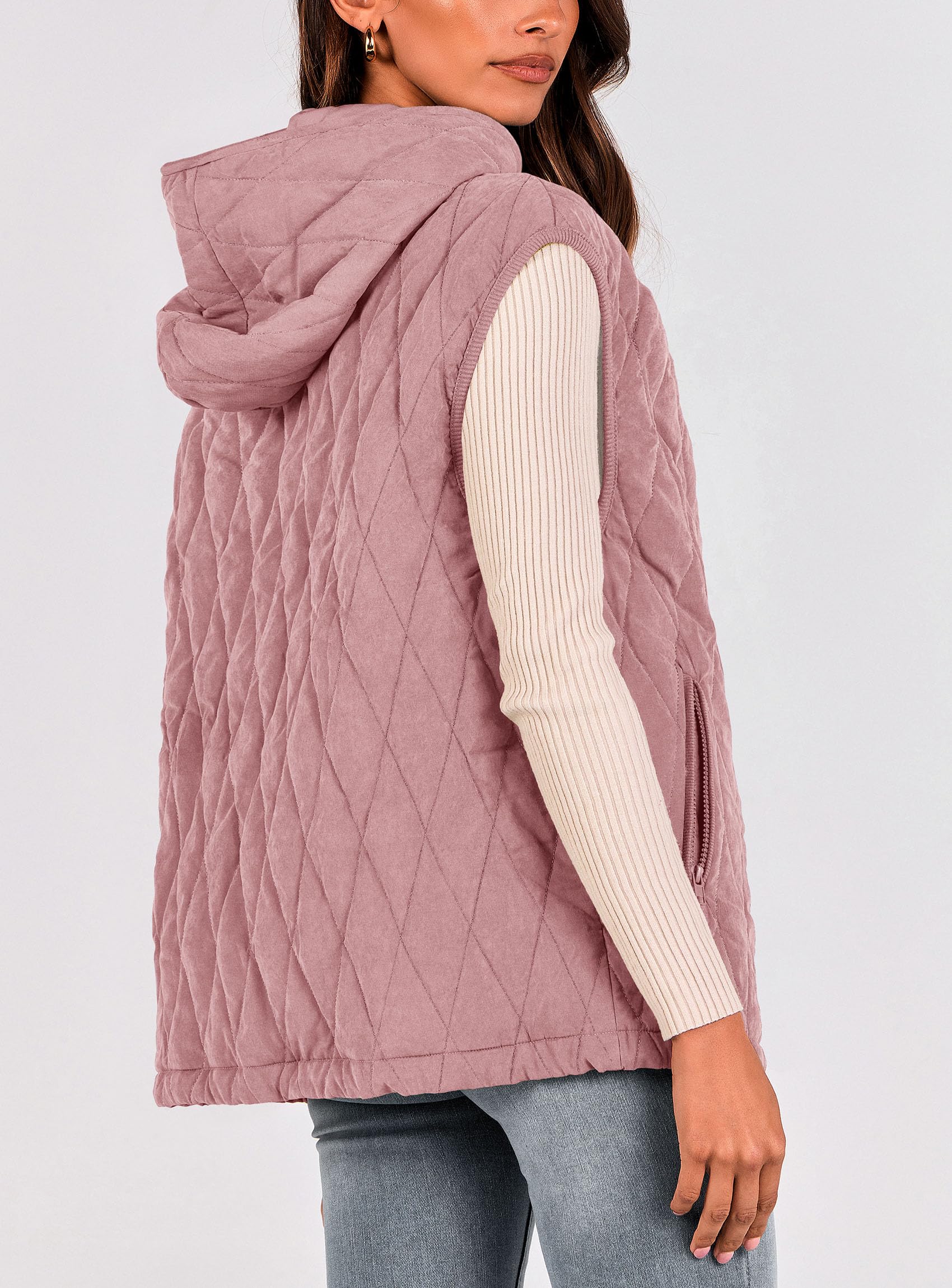 PRETTYGARDEN Women's Fall Spring Vest Casual Sleeveless Hooded Zip Up Jacket Trendy Winter Coat Outerwear