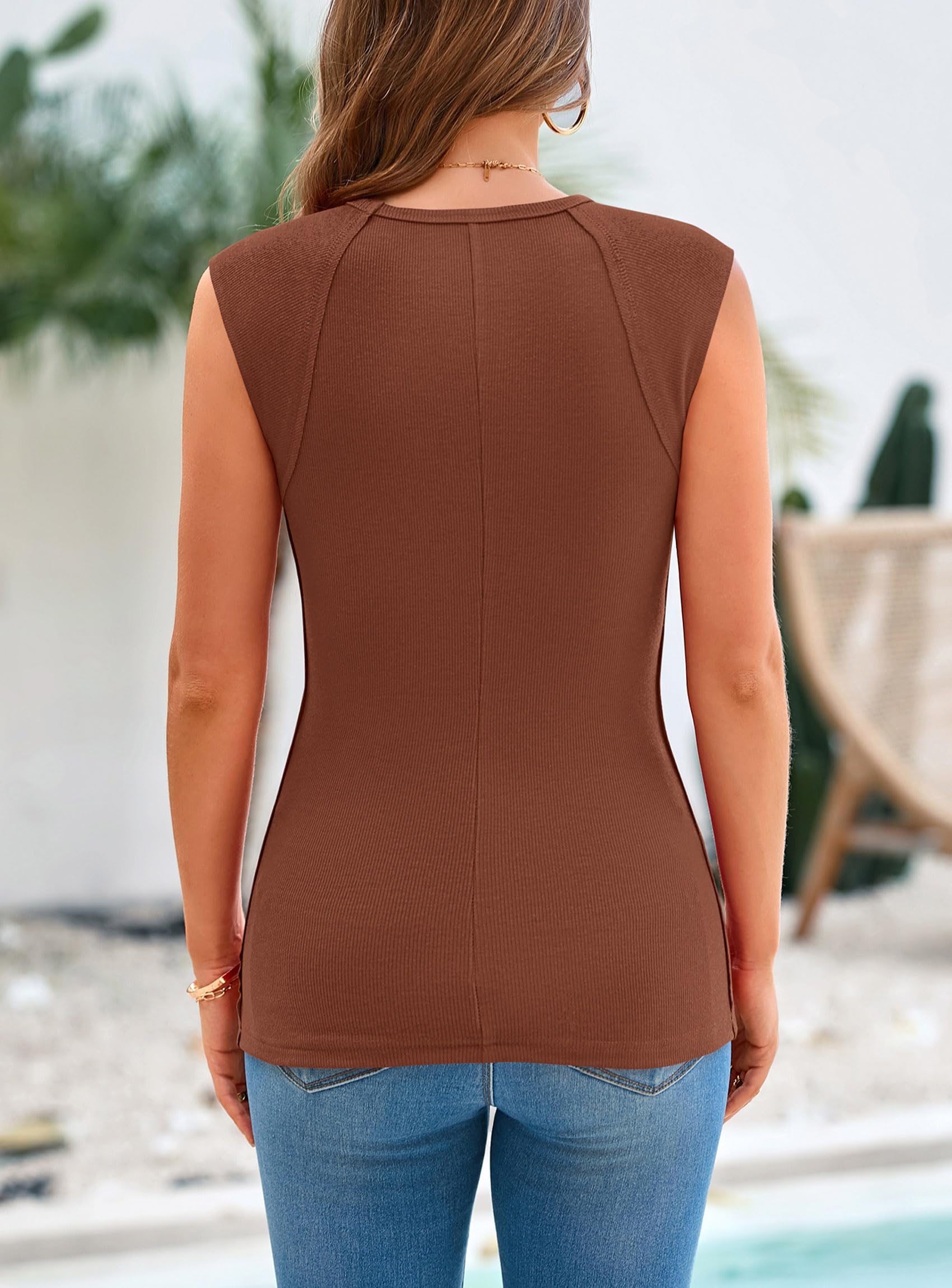 PRETTYGARDEN Women's Ribbed Tank Tops Summer Cap Sleeve Slim Fitted Knit Basic Casual Tee Shirts Trendy Fashion Clothes
