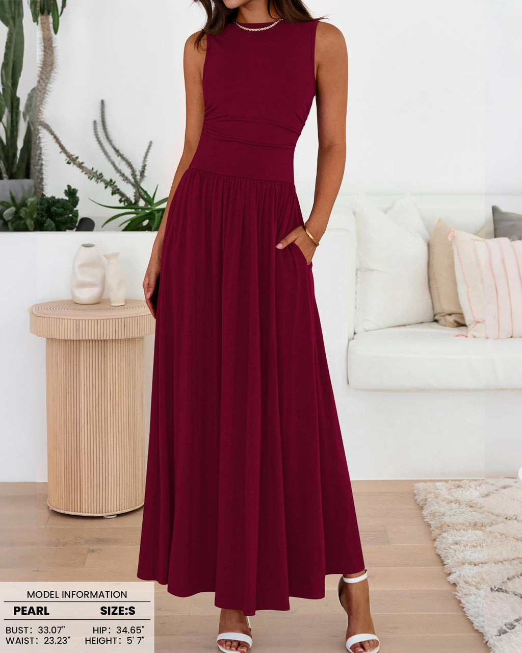 BTFBM Summer Maxi Dresses for Women Spring Sleeveless Casual Ruched High Waisted Long Sundress Flowy Beach Dress