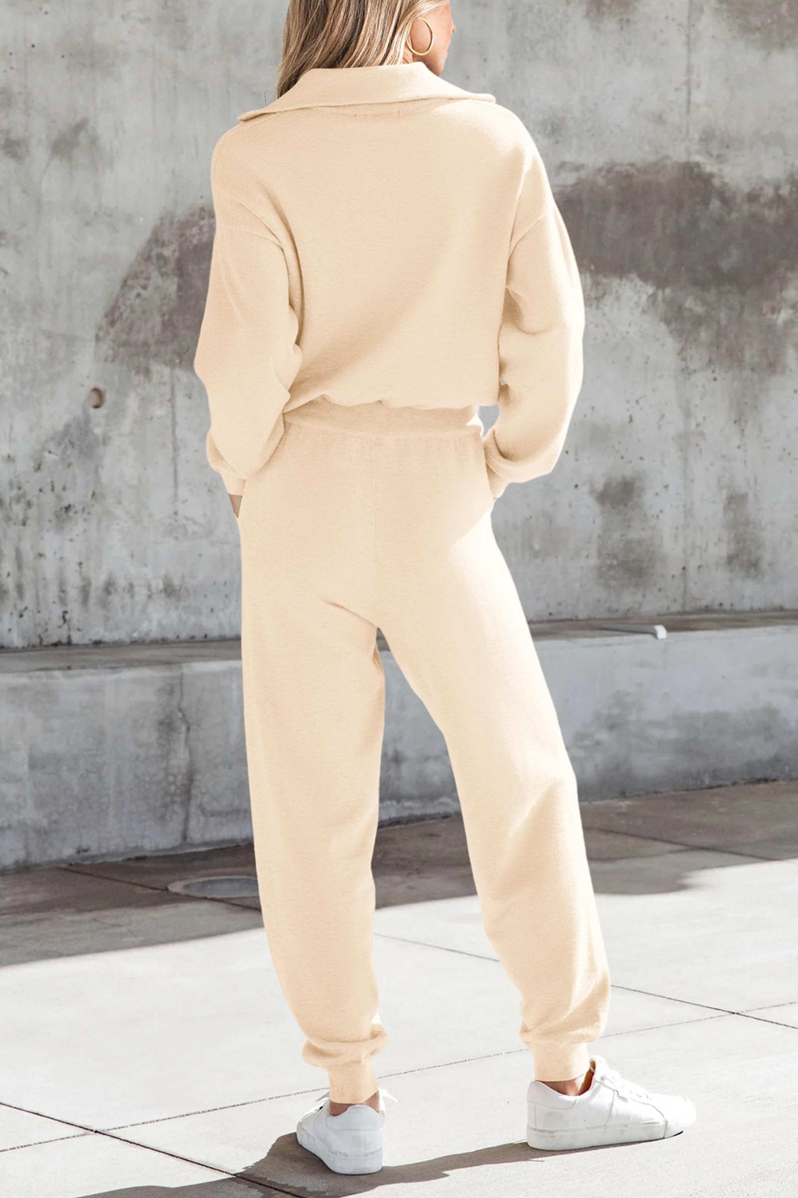 PRETTYGARDEN Women's 2 Piece Sweater Set Pullover Zip Up Sweatshirt Jogger Sweatpants Tracksuit Casual Outfit