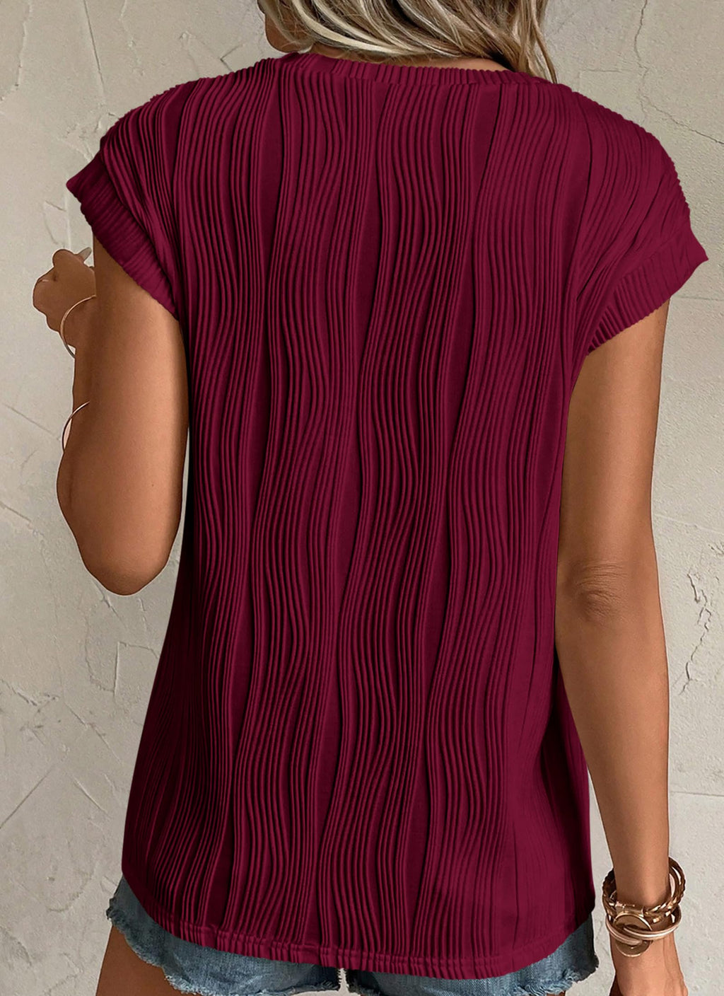 PRETTYGARDEN Blouses for Women Dressy Casual Spring Summer Business Office Tops Cap Sleeve Textured Cute Work Shirt