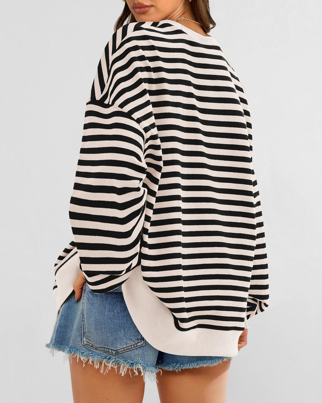 BTFBM Sweatshirt For Women Summer Crewneck Long Sleeve Oversized Striped Pullover Tops Y2K Clothes Workout Shirt