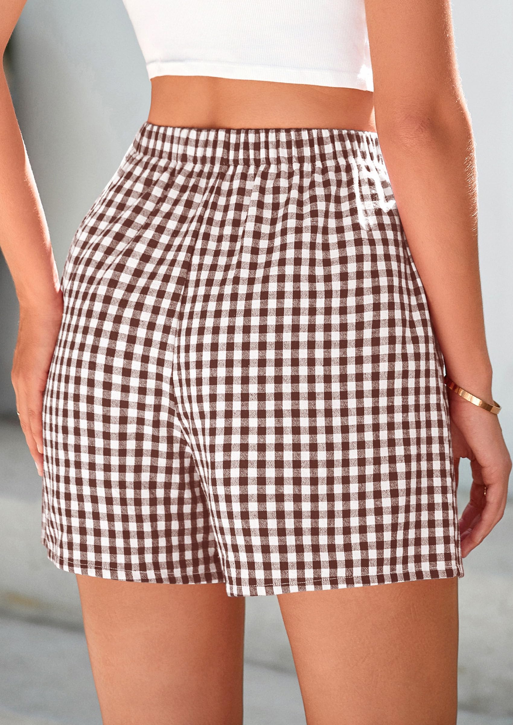 PRETTYGARDEN Womens Shorts Boxers Summer Gingham Pajama Lounge Sleep Y2K Plaid Pj Shorts Beach Bottoms