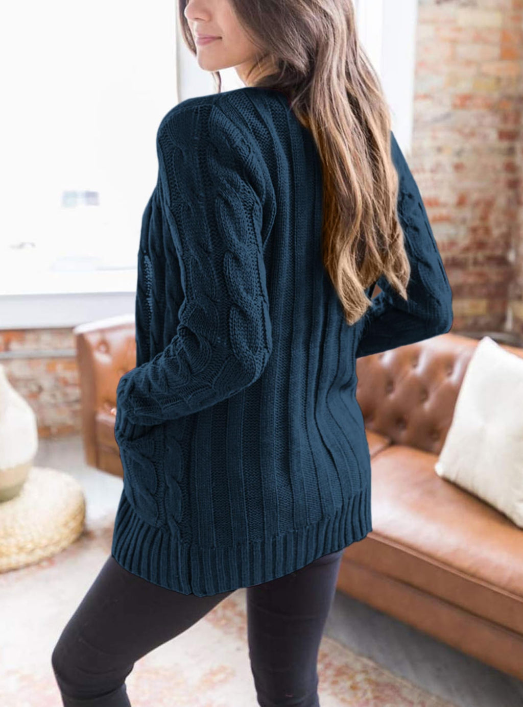 PRETTYGARDEN Women's Open Front Cardigan Sweaters Fall Fashion Button Down Cable Knit Chunky Winter Clothing Outerwear Coats