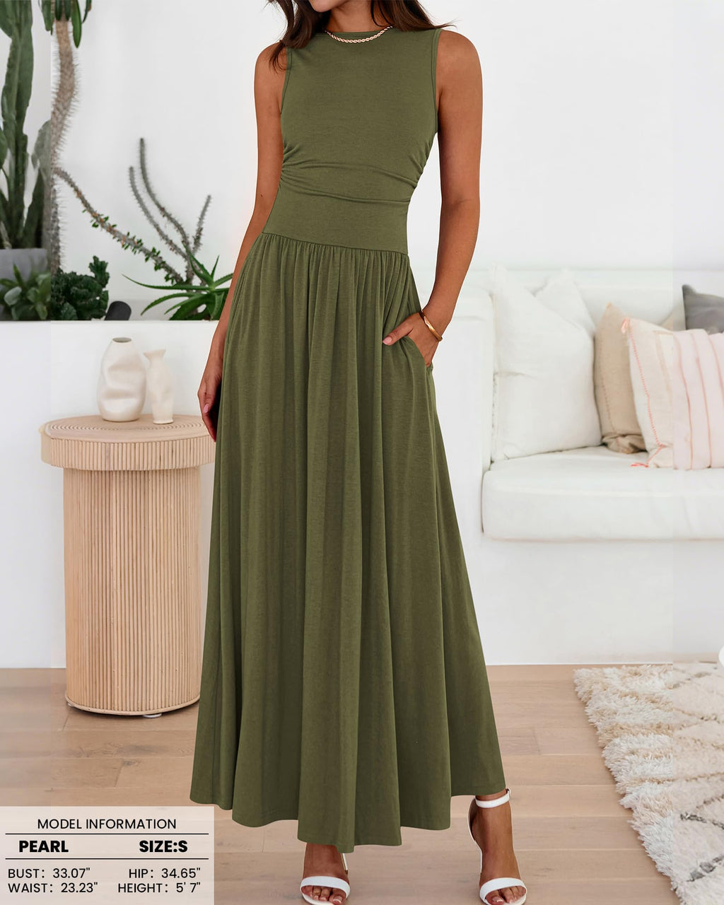 BTFBM Summer Maxi Dresses for Women Spring Sleeveless Casual Ruched High Waisted Long Sundress Flowy Beach Dress