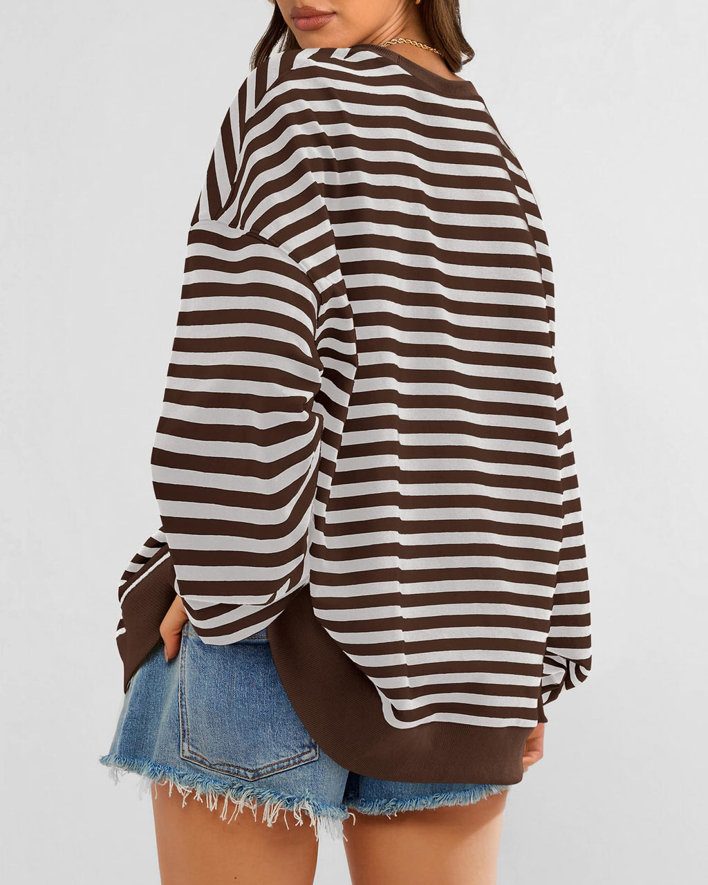 BTFBM Sweatshirt For Women Summer Crewneck Long Sleeve Oversized Striped Pullover Tops Y2K Clothes Workout Shirt