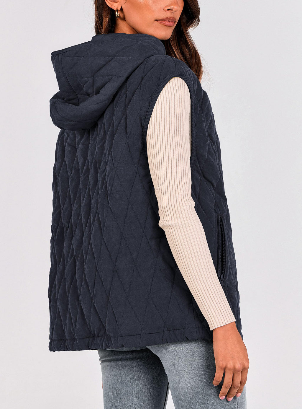 PRETTYGARDEN Women's Fall Spring Vest Casual Sleeveless Hooded Zip Up Jacket Trendy Winter Coat Outerwear