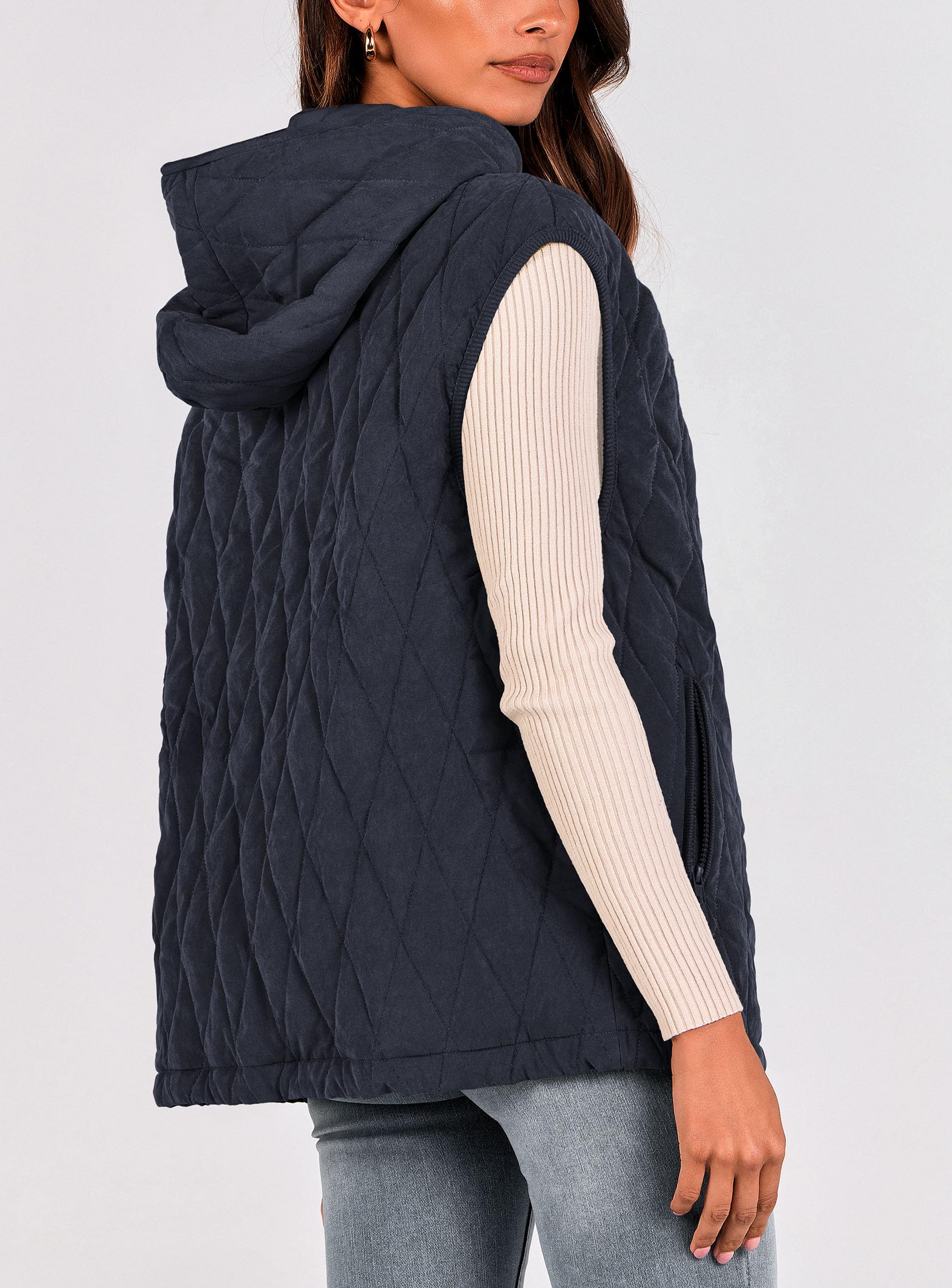 PRETTYGARDEN Women's Fall Spring Vest Casual Sleeveless Hooded Zip Up Jacket Trendy Winter Coat Outerwear