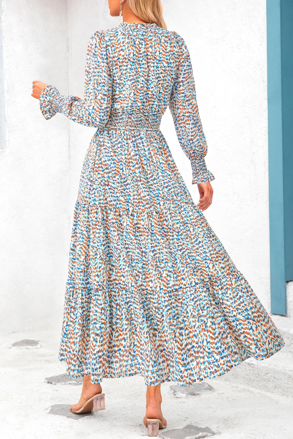 PRETTYGARDEN Women's Floral Maxi Dress Fall Long Sleeve V Neck Casual A Line Long Flowy Boho Party Dresses