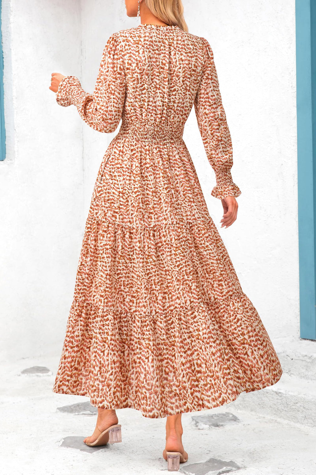 PRETTYGARDEN Women's Floral Maxi Dress Fall Long Sleeve V Neck Casual A Line Long Flowy Boho Party Dresses