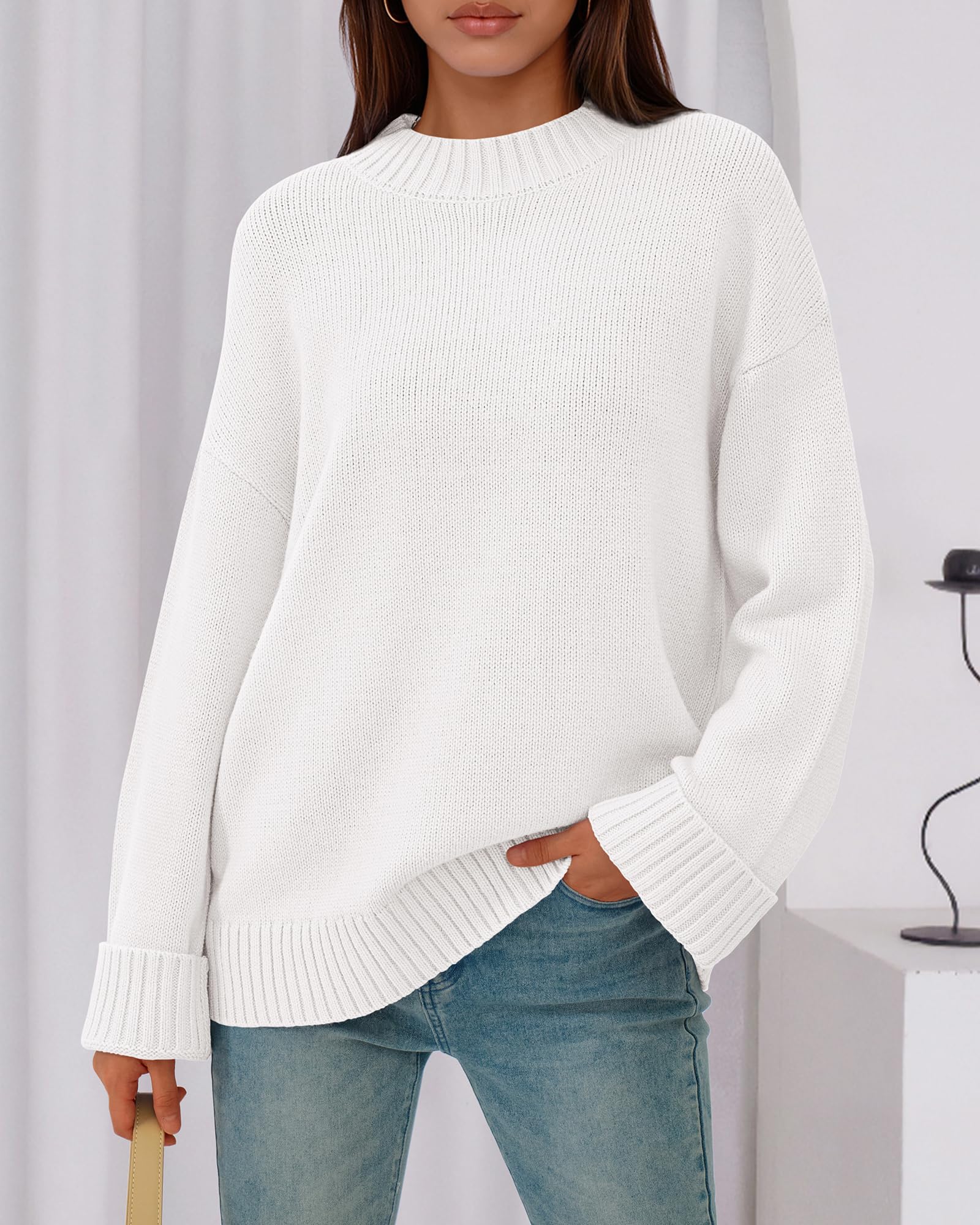BTFBM Sweaters for Women Casual Crewneck Long Sleeve Loose Ribbed Knit Pullover Sweater Winter Clothes Fall Outfits