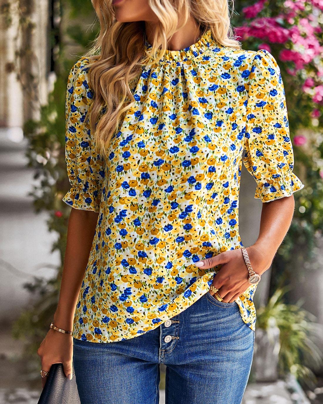 FreshPretty Women's Dressy Casual Blouses Business Work Tops Lace Trim Short Sleeve Office Shirts Summer Spring Outfits