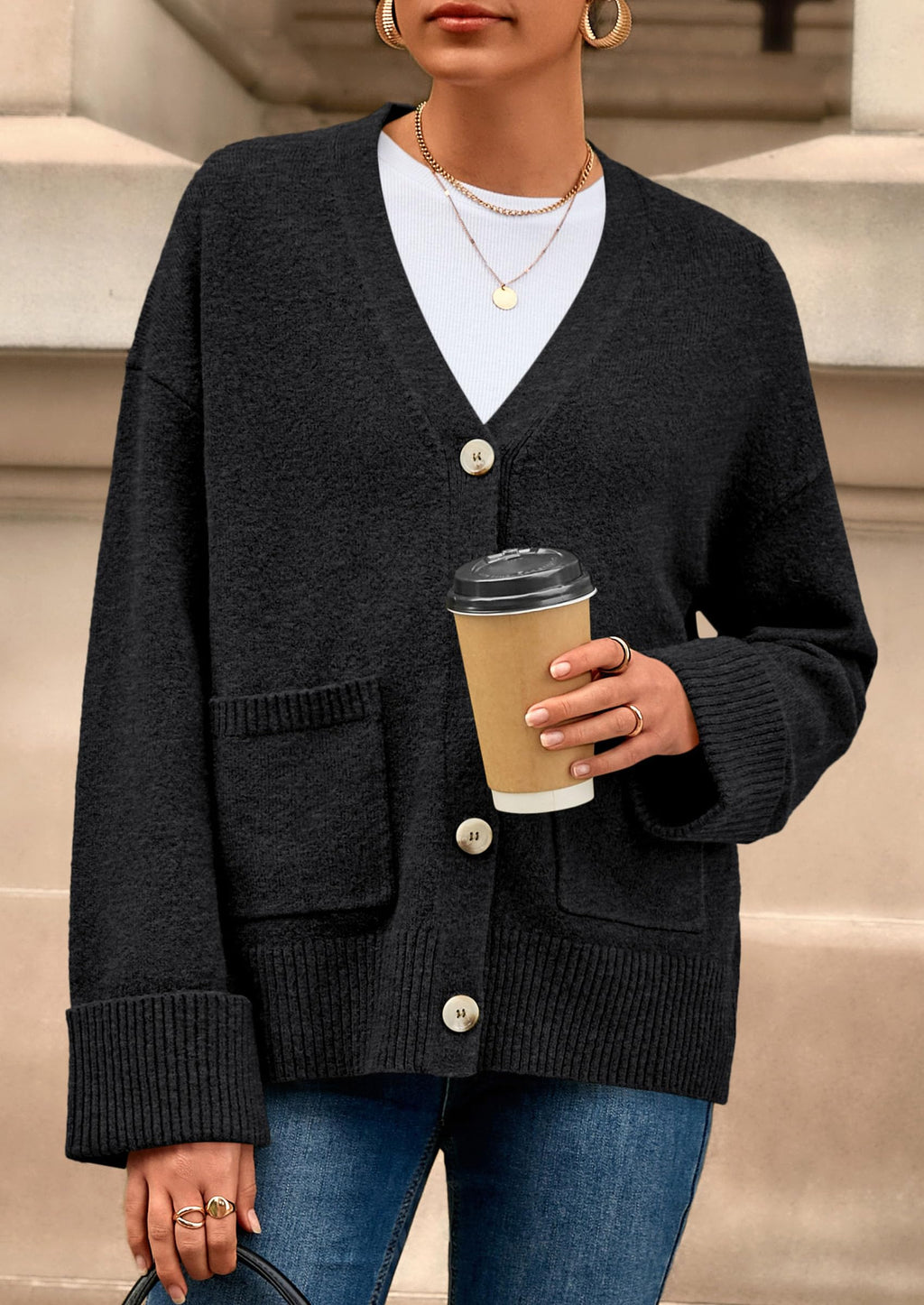 PRETTYGARDEN Women's Oversized Cardigan Sweaters Trendy Chunky Knit Long Sleeve V Neck Button Down Fall Winter Outfits