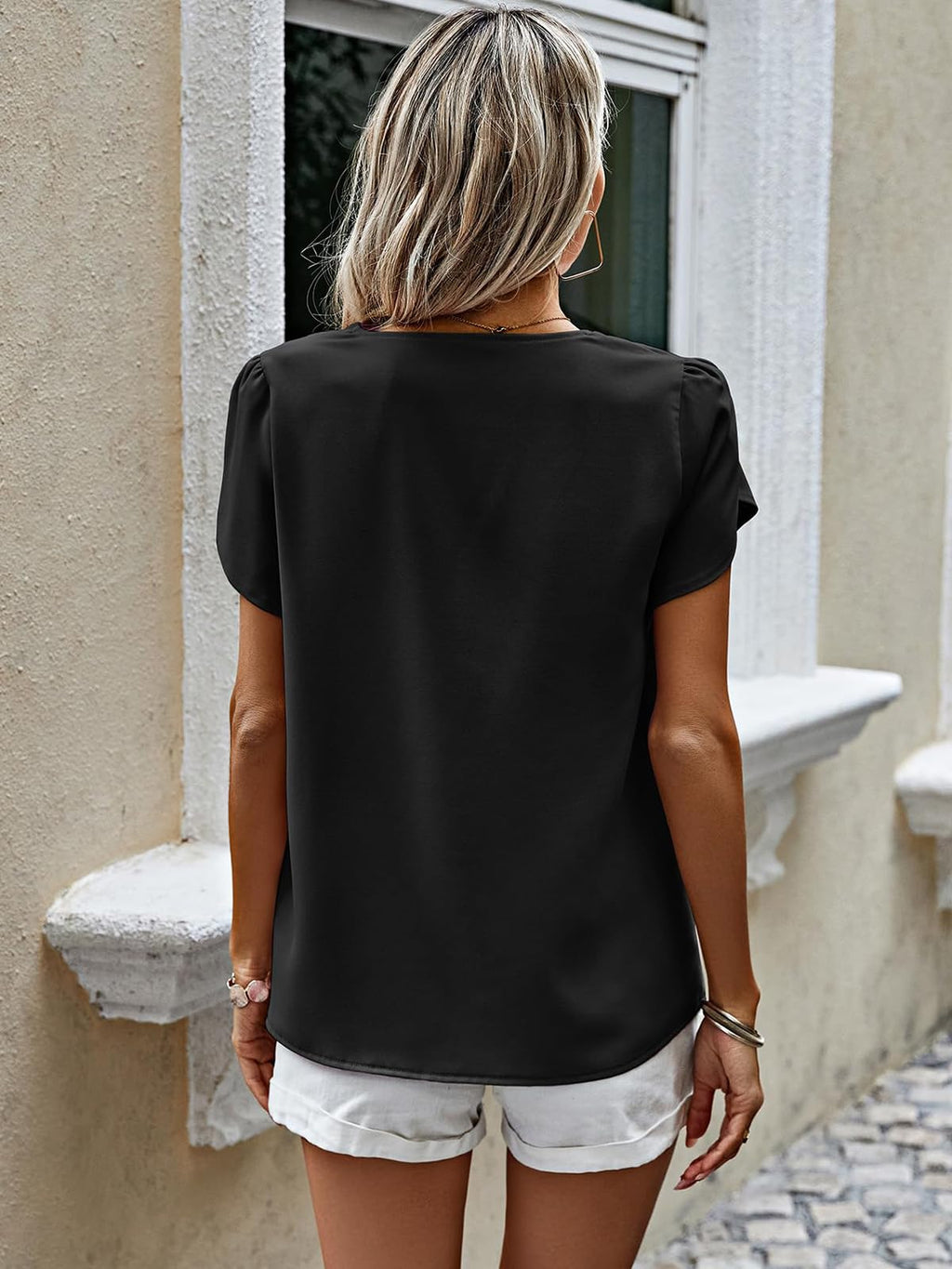 PRETTYGARDEN Short Sleeve Tops for Women Summer Spring Western Chiffon Blouses Dressy Casual Work Pearl Shirts