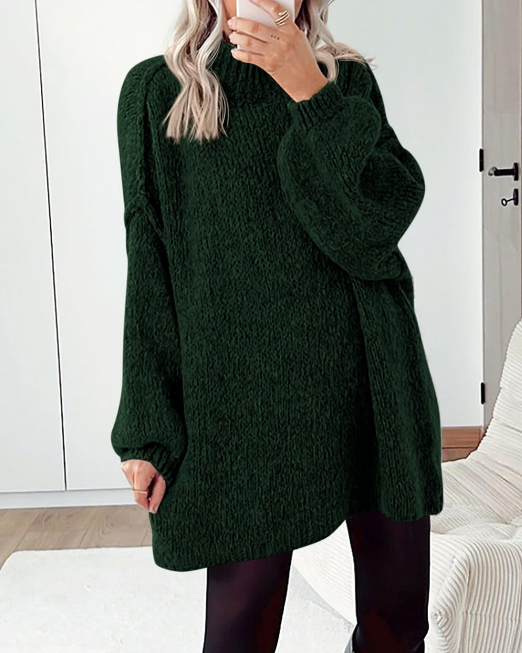 BTFBM Sweaters for Women Fall Long Sleeve Mock Neck Cable Knit Oversized Sweater Pullover Tops Thick Winter Clothes
