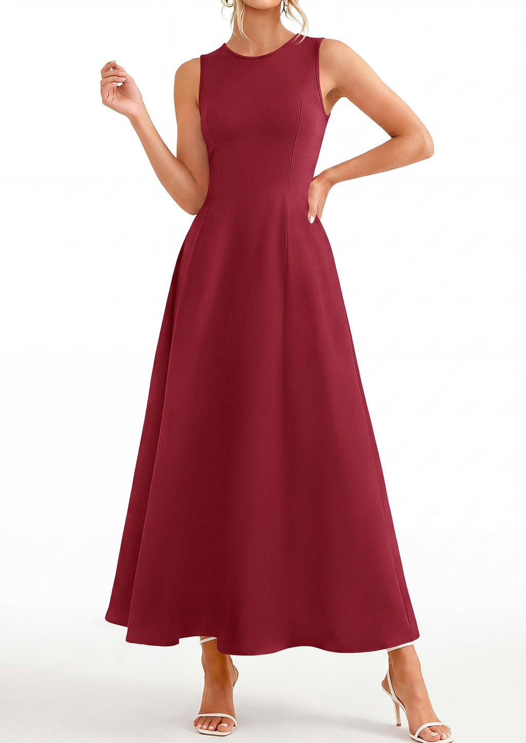 PRETTYGARDEN Women's Maxi Dress Summer Wedding Guest Spring A Line Long Tank Flowy Modest Sleeveless Cocktail Dresses