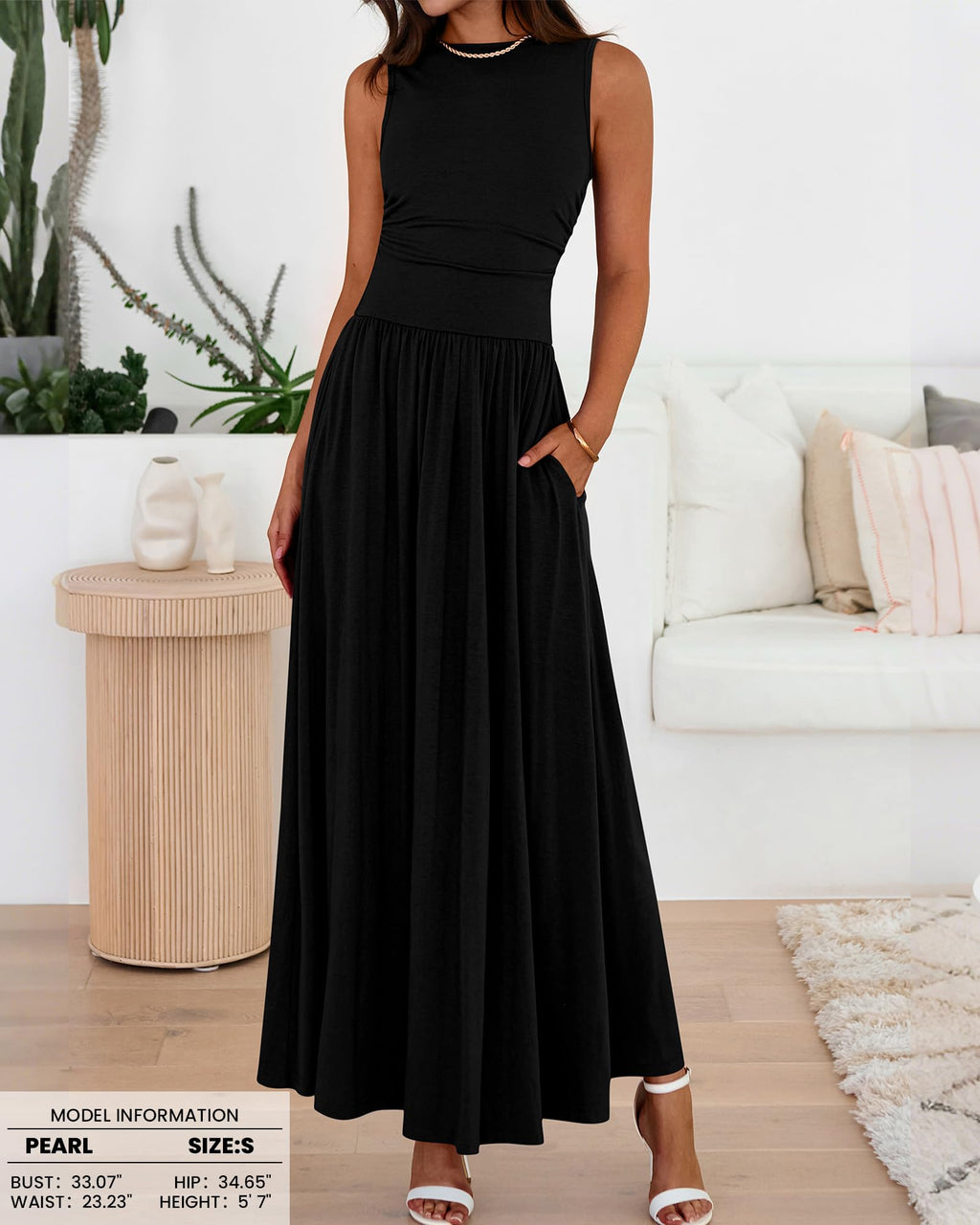 BTFBM Summer Maxi Dresses for Women Spring Sleeveless Casual Ruched High Waisted Long Sundress Flowy Beach Dress