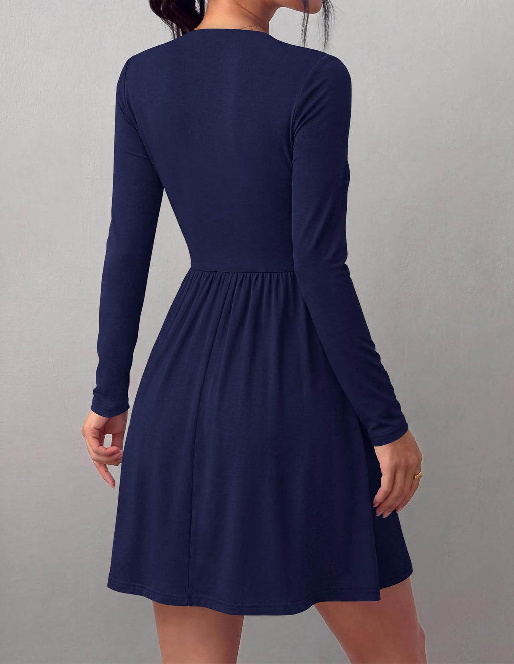 BTFBM Long Sleeve Dresses for Women Mock Neck A Line Flowy Mini Dress Swing Pleated Hem,Cocktail Party Club Holiday Going Out Outfits,Dressy Casual Winter,Trendy Early Fall Fashion Clothing