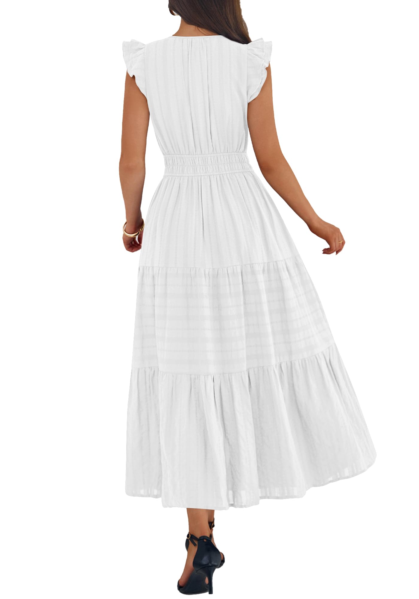 BTFBM Womens Summer Maxi Dress  Spring Boho Vacation Ruffle Flutter Short Sleeve A Line Tiered Flowy Dresses Pockets