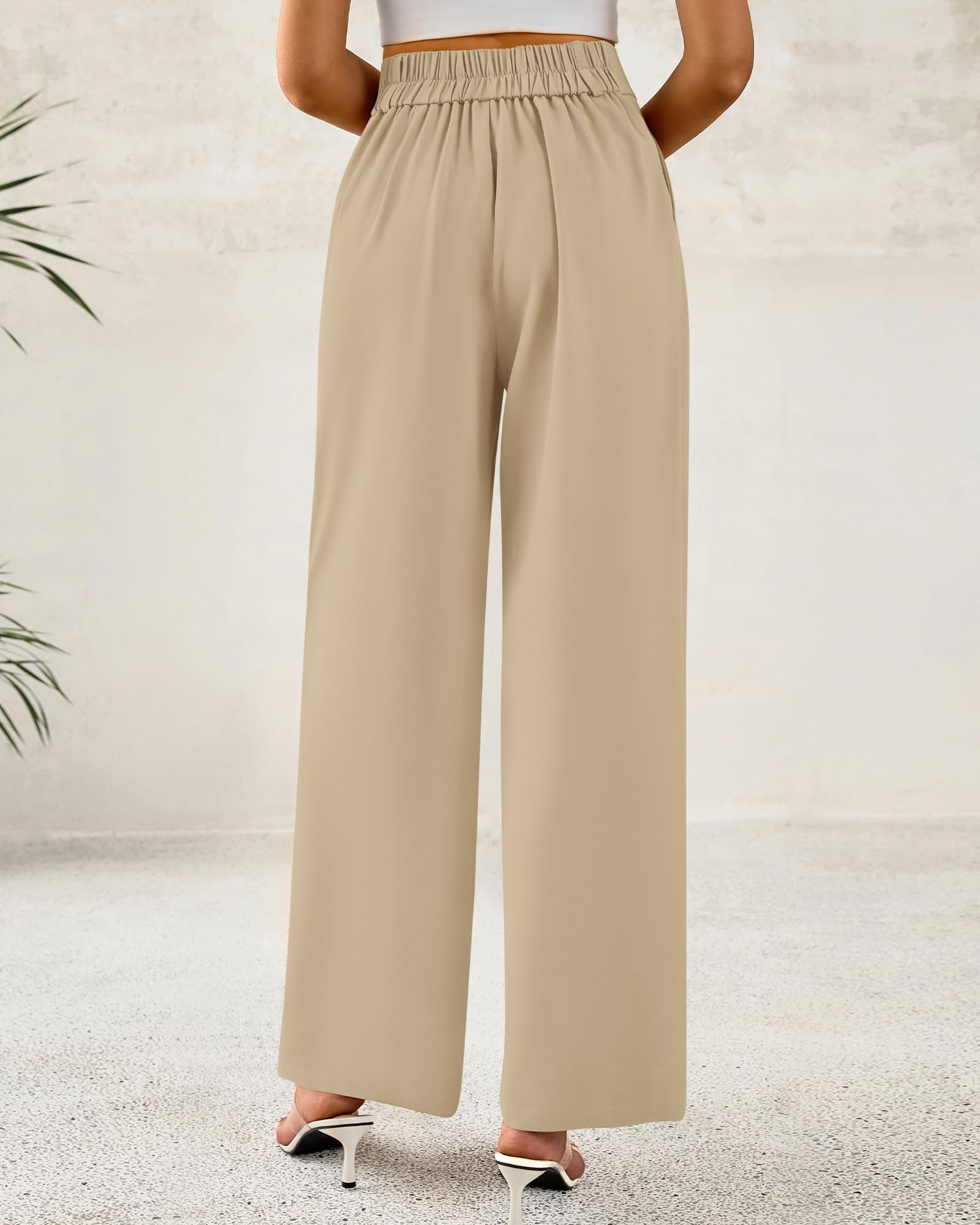 BTFBM Women Wide Leg Dress Pants High Waisted Button Pleated Business Casual Trousers Office Work Palazzo Pants
