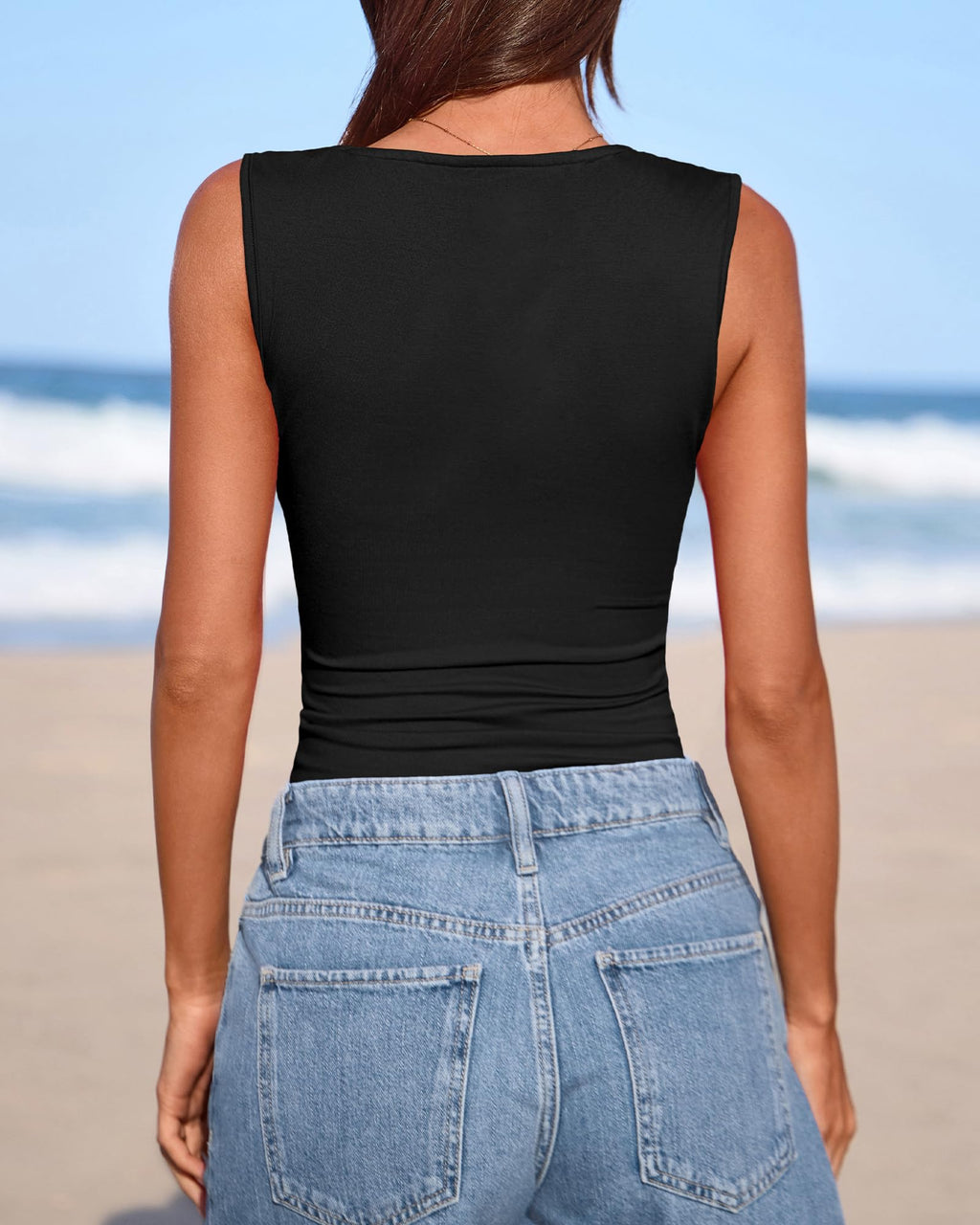 FreshPretty Spring Tops for Women Asymmetrical Neck Sleeveless Going Out Summer Outfits Casual Ruched Y2k Tank Top Clothes