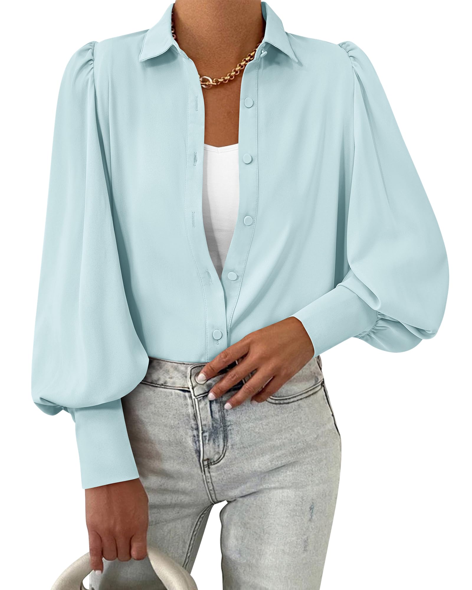 BTFBM Women Fashion Button Down Shirts V Neck Boho Printed Long Sleeve Blouses Dressy Casual Spring Fall Tops