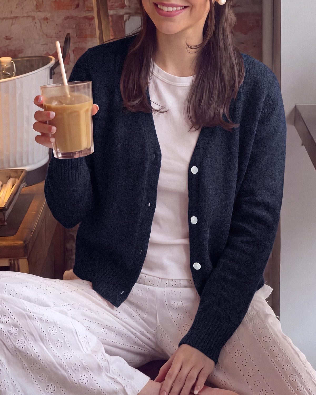 BTFBM V Neck Cardigan Sweaters for Women 2026 | Long Sleeve Knit Sweater, Button Down Shrug Tops, Open Front, Lightweight Cardigans, Business Casual Outfits,Fall Winter Clothing