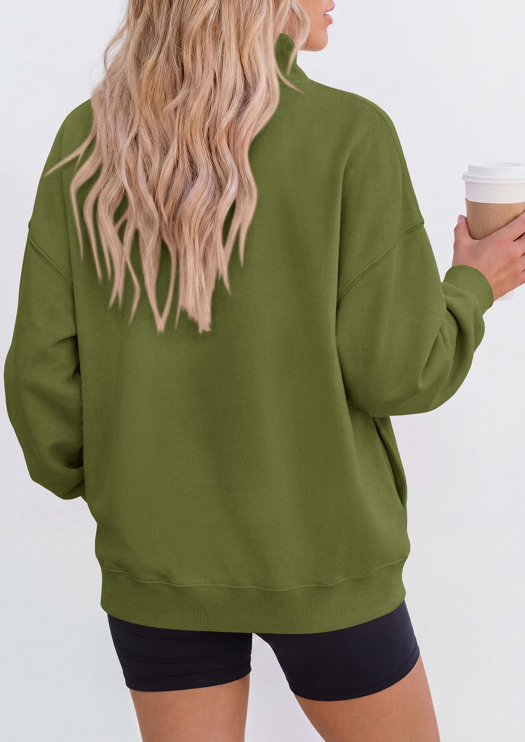 PRETTYGARDEN Womens Mock Neck Sweatshirt Oversized Pullover Loose Fit,Side Pockets,Long Sleeve Drop Shoulder Tops,Casual Lounge Work Travel Airport Outfits,Fall Fashion Winter Clothes