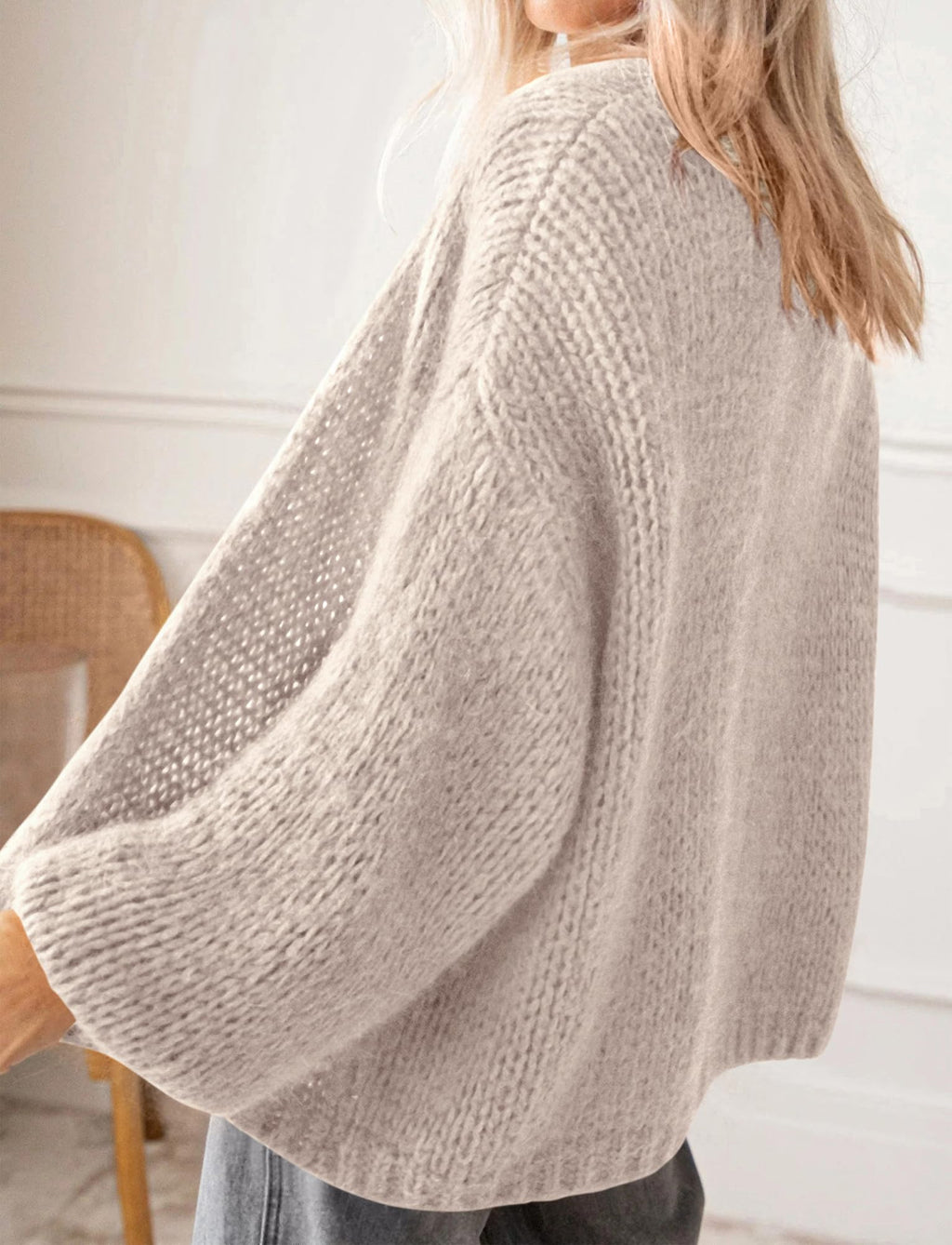 BTFBM Cardigan Sweaters for Women Fall Fashion Clothes | No Button No Pocket Design, Chunky Knit Open Front Cardigans, Ribbed Cuff Long Sleeve Sweater, Loose Winter Coat Clothing