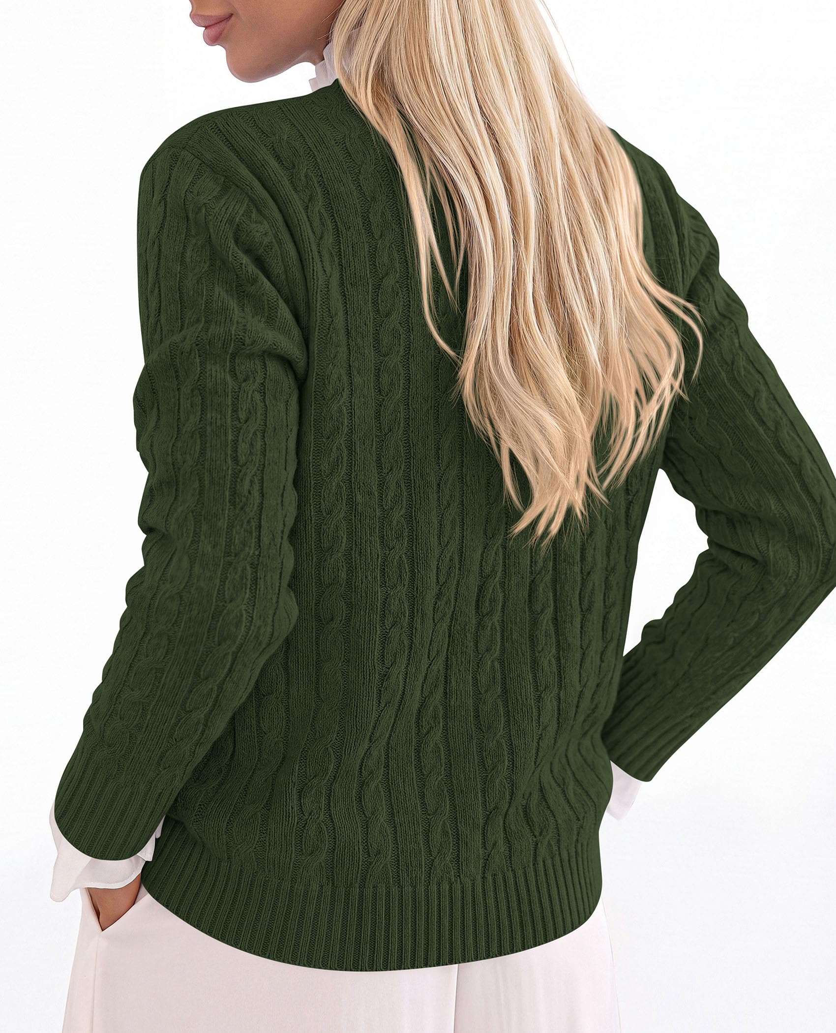 PRETTYGARDEN Women's Cable Knit Sweaters Long Sleeve Pullover Fall Outfits Soft Cozy Knit Tops, Ribbed Crewneck Regular Fit, Basic Daily, Work Business Casual, Teacher Outfits, Winter Layer Clothing
