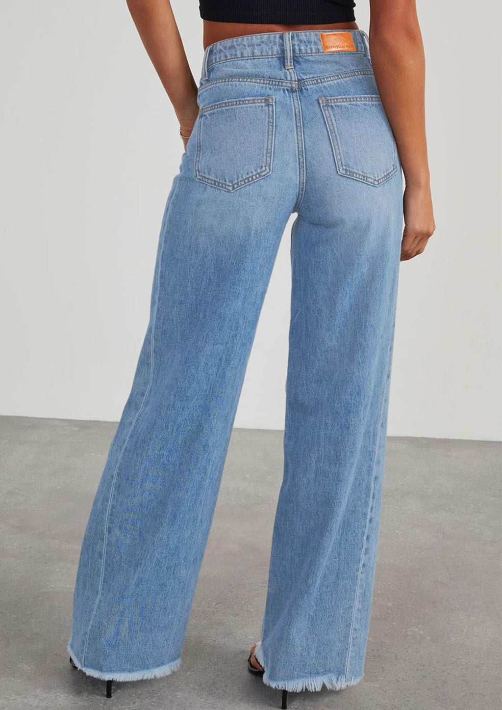 PRETTYGARDEN Wide Leg Jeans for Women Trendy High Waisted Stretchy Baggy Raw Hem Denim Palazzo Pants Fall Clothes