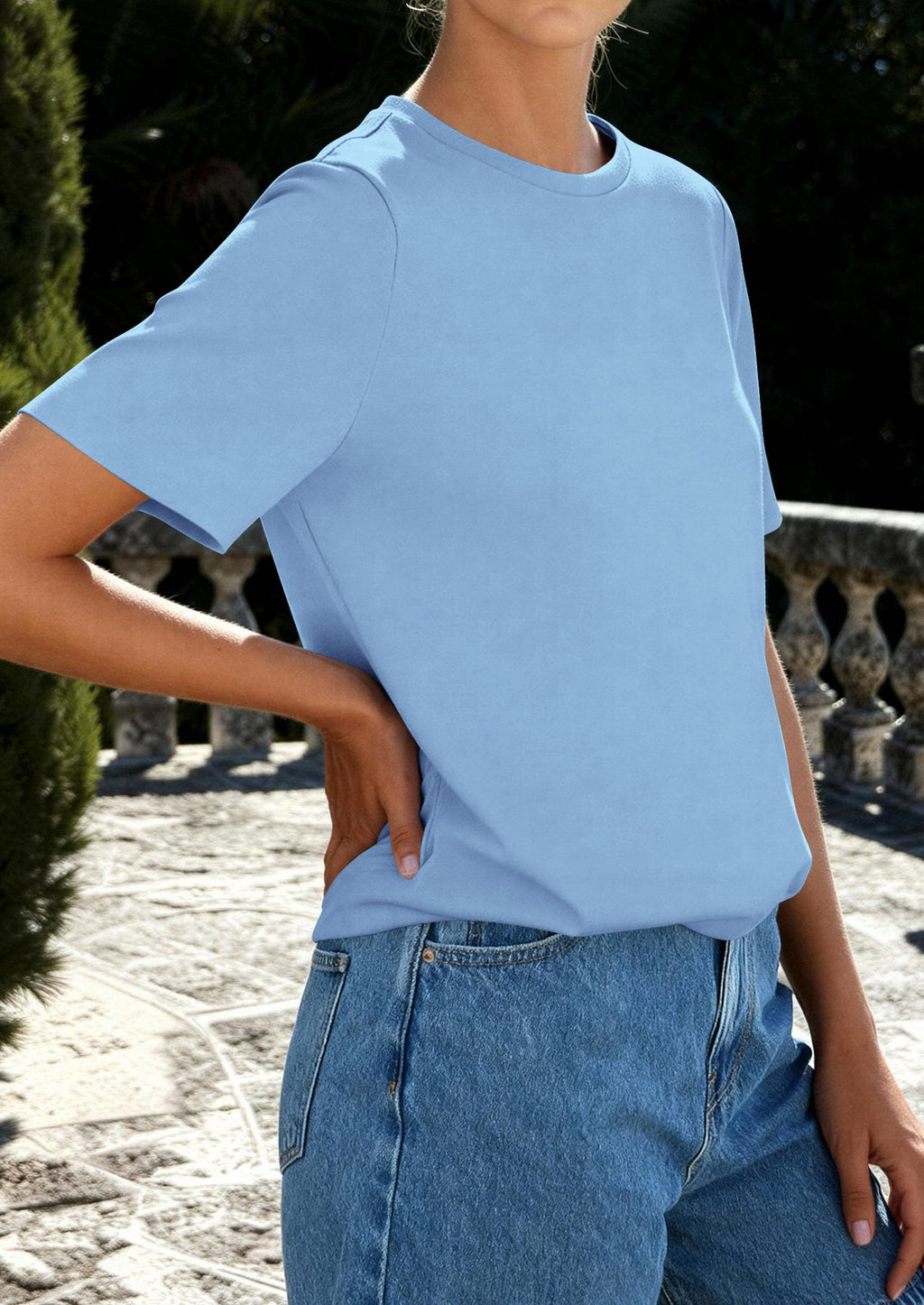 PRETTYGARDEN Womens Summer Tops Casual Basic Crewneck Short Sleeve Shirts Spring Fashion Clothing Going Out Outfits