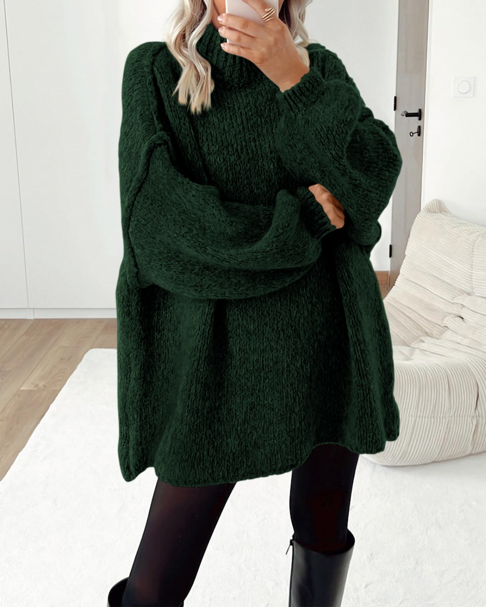 BTFBM Sweaters for Women Fall Long Sleeve Mock Neck Cable Knit Oversized Sweater Pullover Tops Thick Winter Clothes