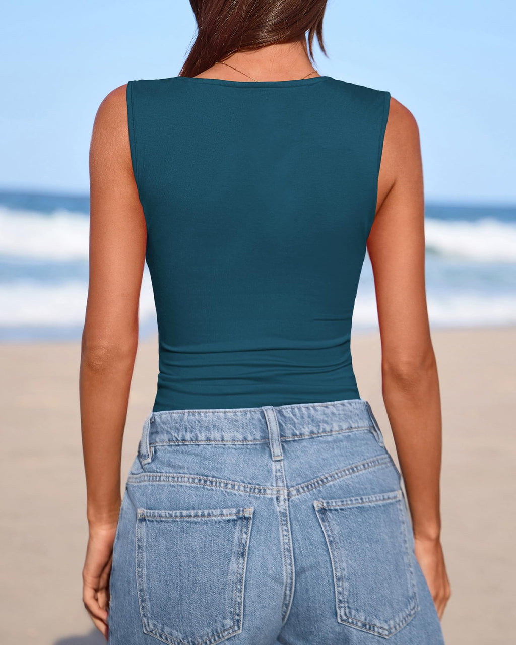 FreshPretty Spring Tops for Women Asymmetrical Neck Sleeveless Going Out Summer Outfits Casual Ruched Y2k Tank Top Clothes
