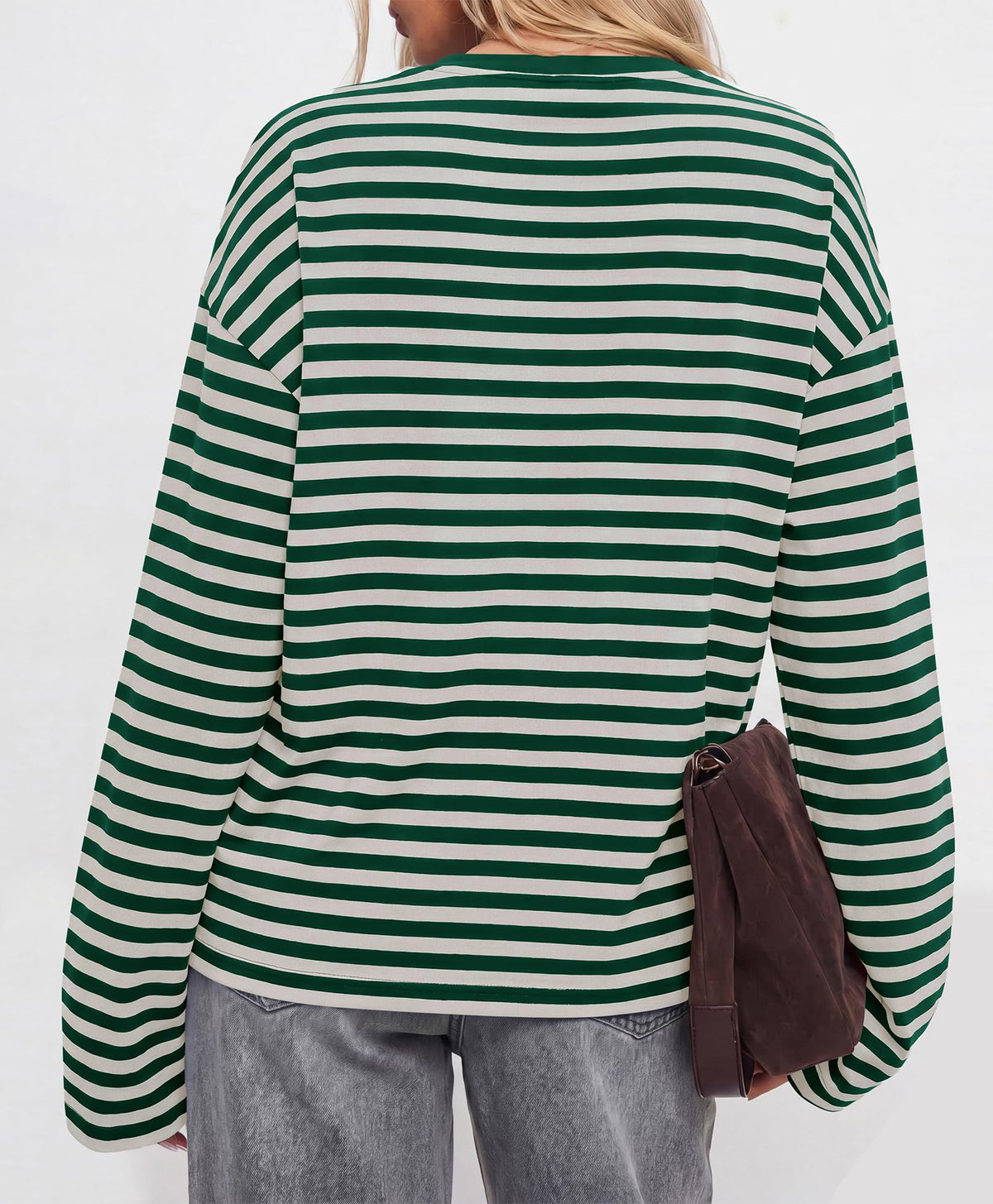 BTFBM Womens Long Sleeve Tops Fall Fashion | Lightweight, Crew Neck, Oversized Striped Shirt Women, Y2k Clothes, Vacation Travel Outfits, Going Out Top, Winter Layering