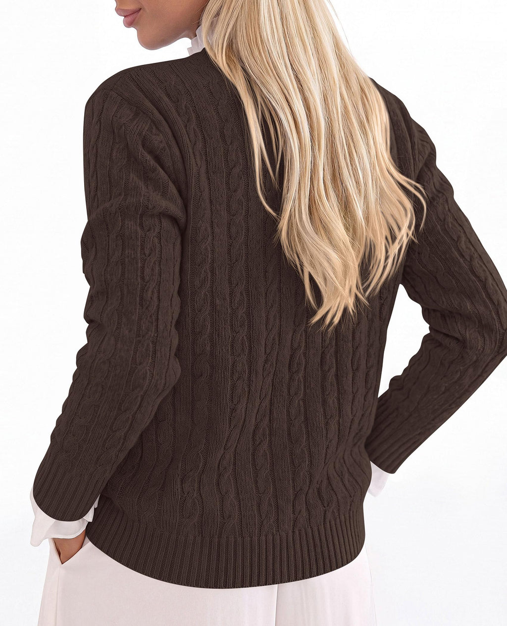 PRETTYGARDEN Women's Cable Knit Sweaters Long Sleeve Pullover Fall Outfits Soft Cozy Knit Tops, Ribbed Crewneck Regular Fit, Basic Daily, Work Business Casual, Teacher Outfits, Winter Layer Clothing