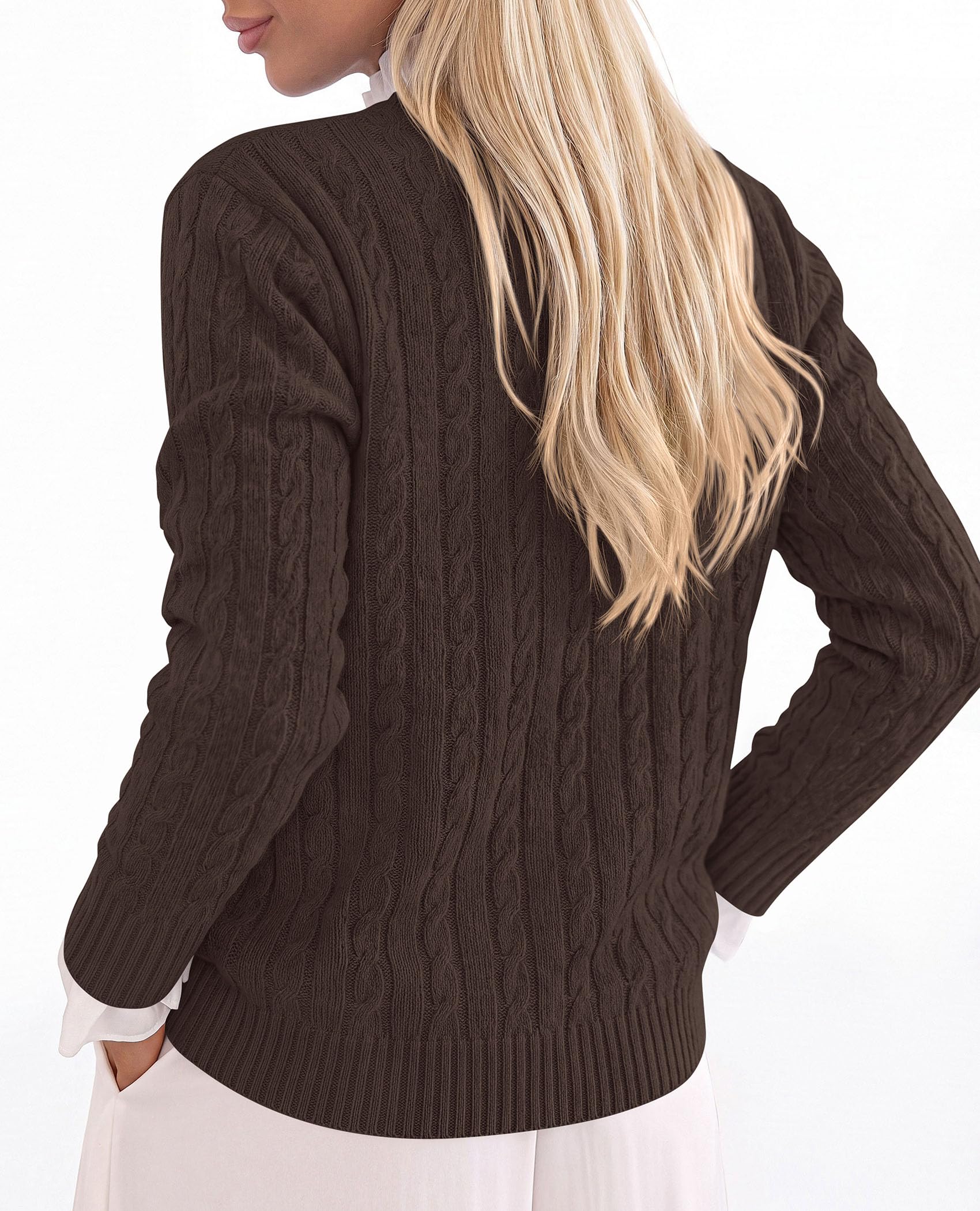 PRETTYGARDEN Women's Cable Knit Sweaters Long Sleeve Pullover Fall Outfits Soft Cozy Knit Tops, Ribbed Crewneck Regular Fit, Basic Daily, Work Business Casual, Teacher Outfits, Winter Layer Clothing