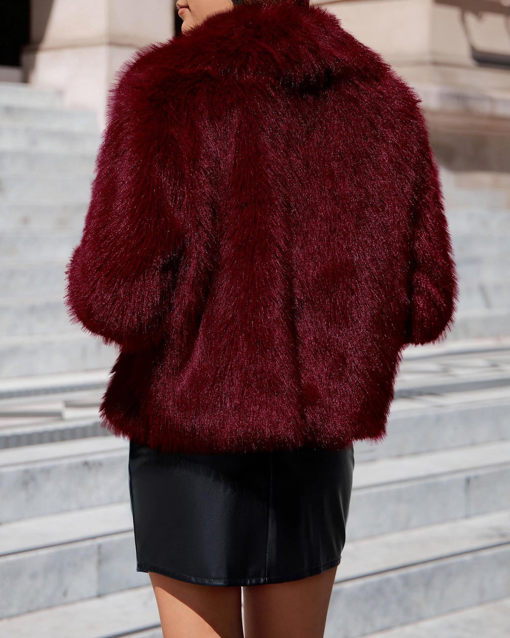 BTFBM Faux Fur Jacket Women Fluffy Winter Cropped Coats Zip Up Fuzzy Jackets Long Sleeve Furry Coat Fall Clothes