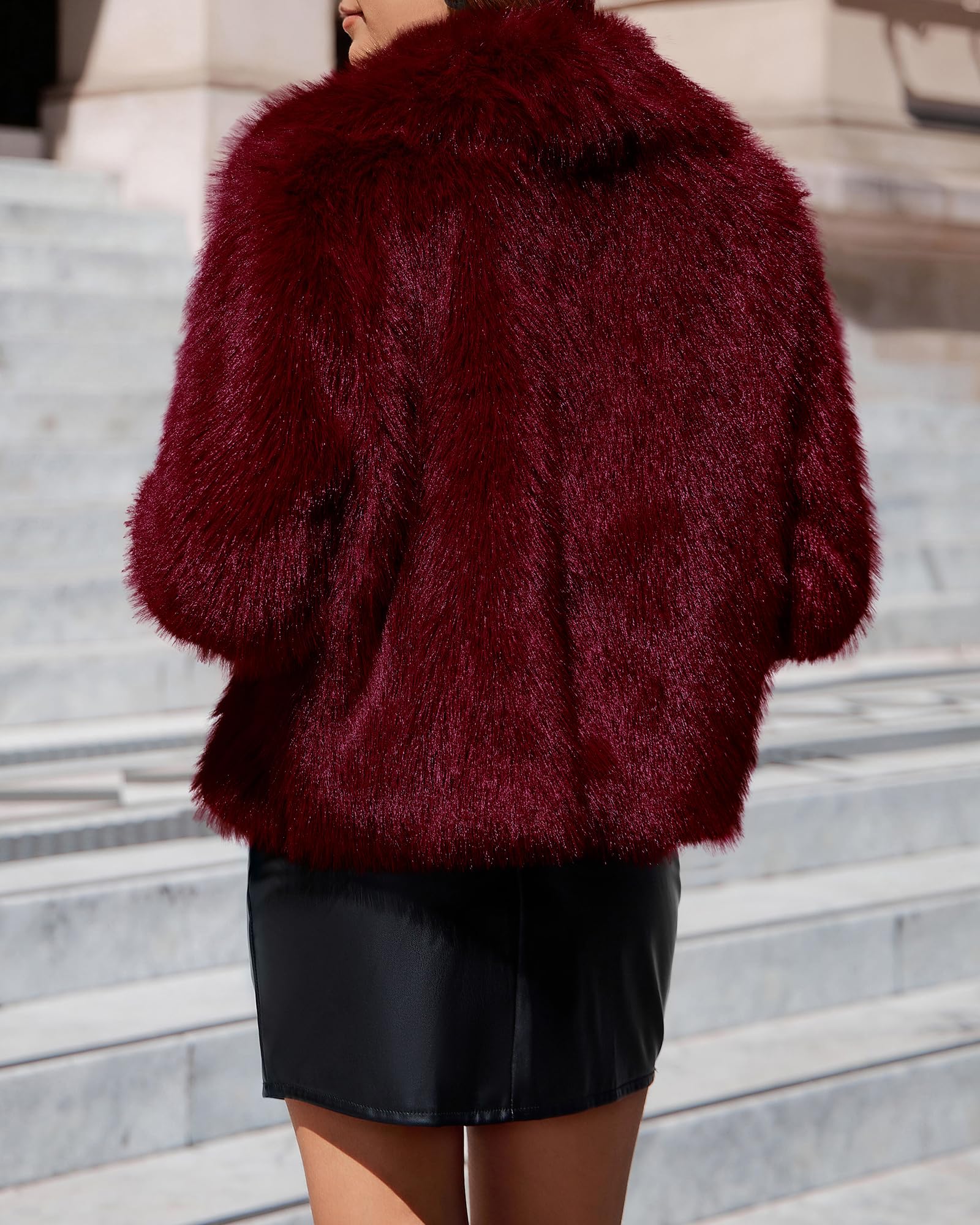BTFBM Faux Fur Jacket Women Fluffy Winter Cropped Coats Zip Up Fuzzy Jackets Long Sleeve Furry Coat Fall Clothes