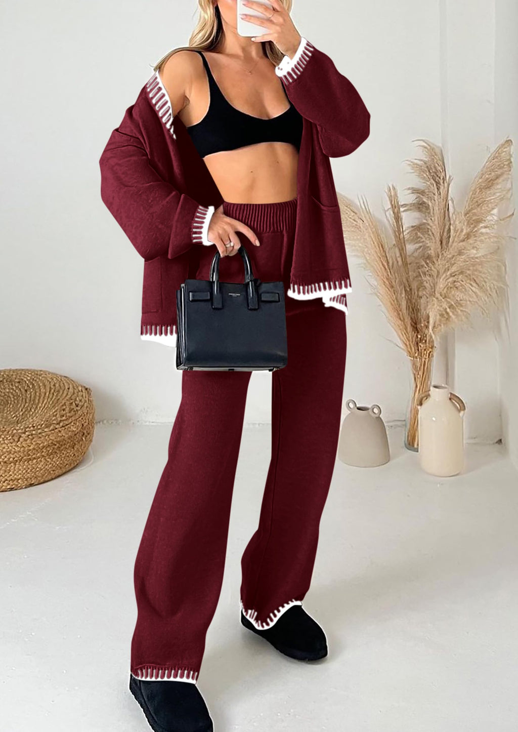 PRETTYGARDEN Lounge Sets for Women Fall Loungewear 2 Piece Outfits Cardigan Sweaters Track Suit Matching Winter Clothing