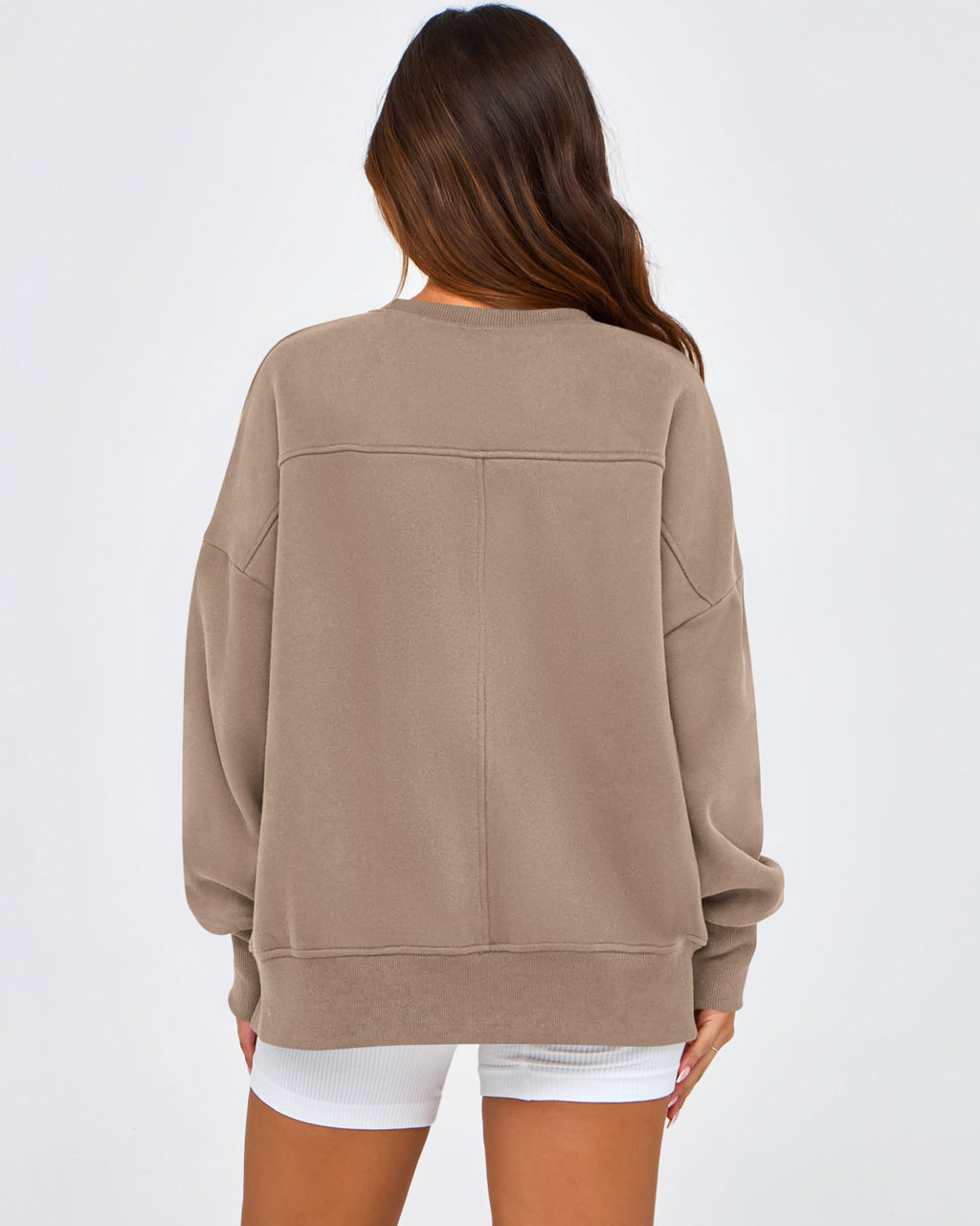 BTFBM Women's Casual Crewneck Sweatshirts Spring Long Sleeve Side Slit Workout Fleece Pullover Top Fashion Clothing