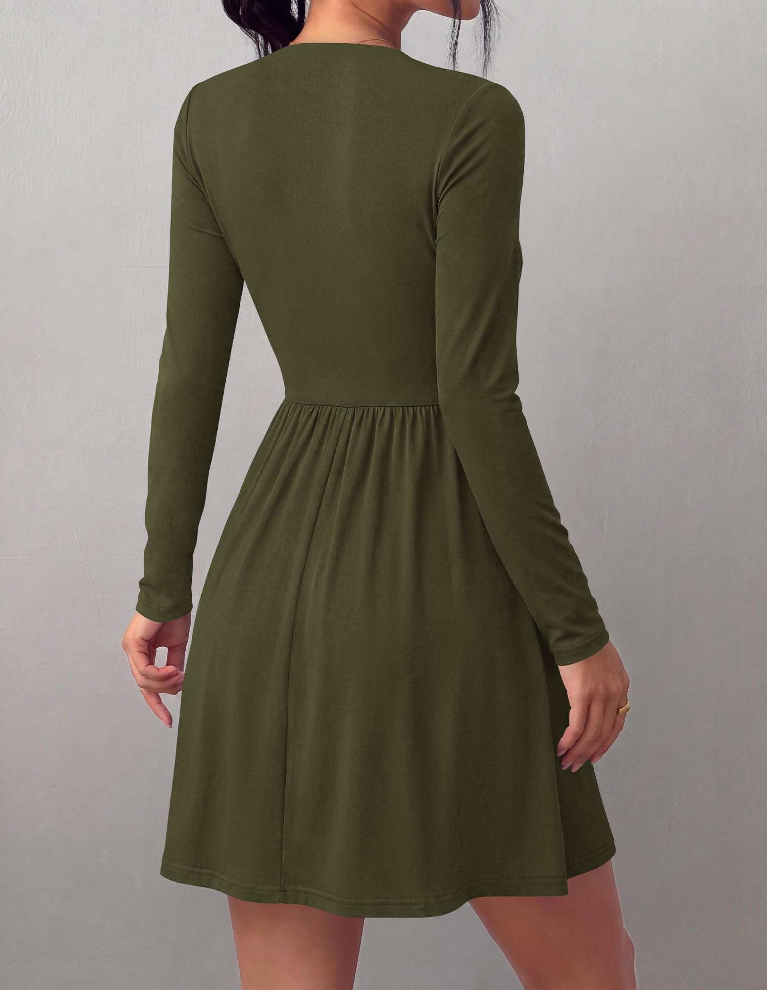 BTFBM Long Sleeve Dresses for Women Mock Neck A Line Flowy Mini Dress Swing Pleated Hem,Cocktail Party Club Holiday Going Out Outfits,Dressy Casual Winter,Trendy Early Fall Fashion Clothing
