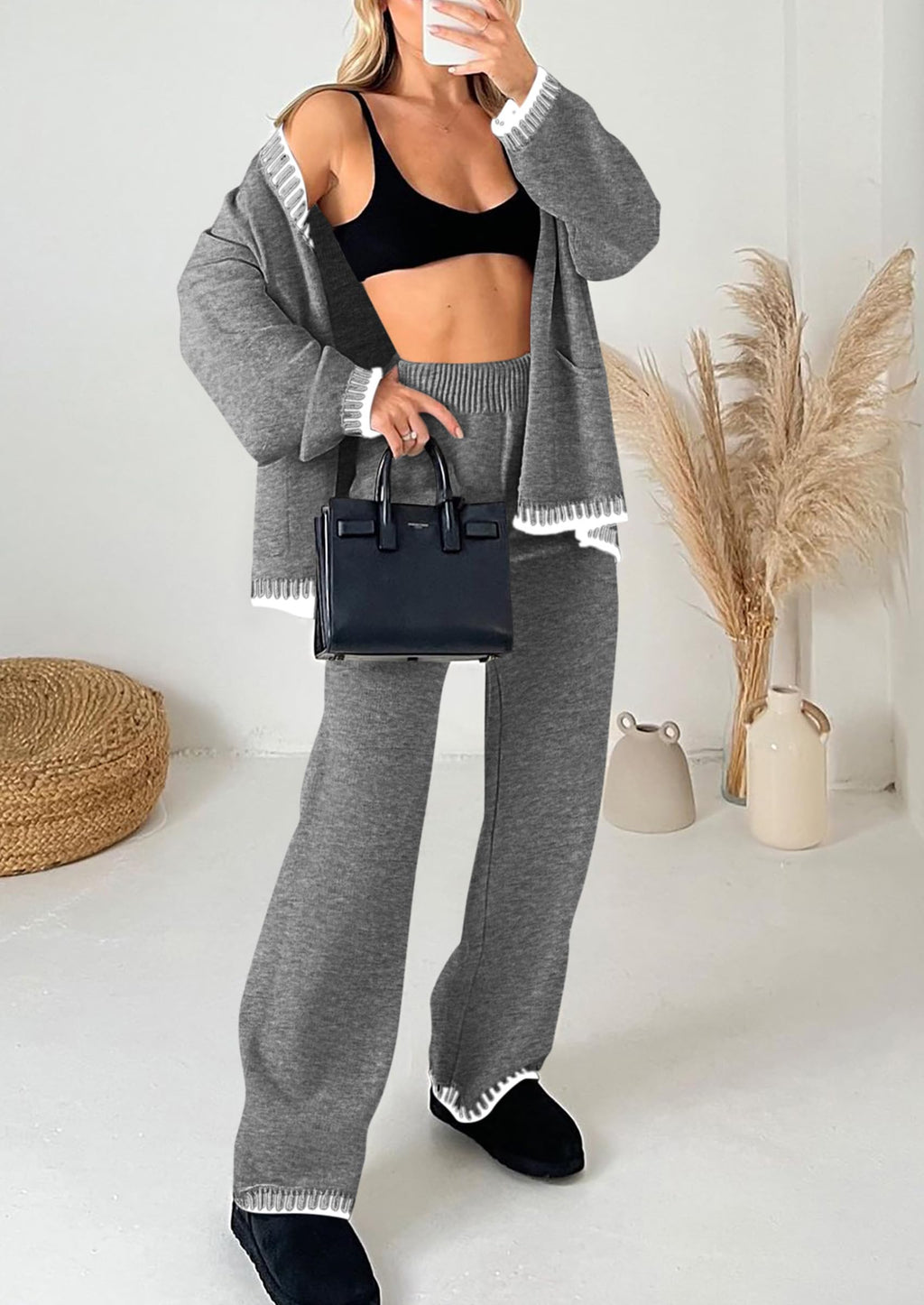 PRETTYGARDEN Lounge Sets for Women Fall Loungewear 2 Piece Outfits Cardigan Sweaters Track Suit Matching Winter Clothing