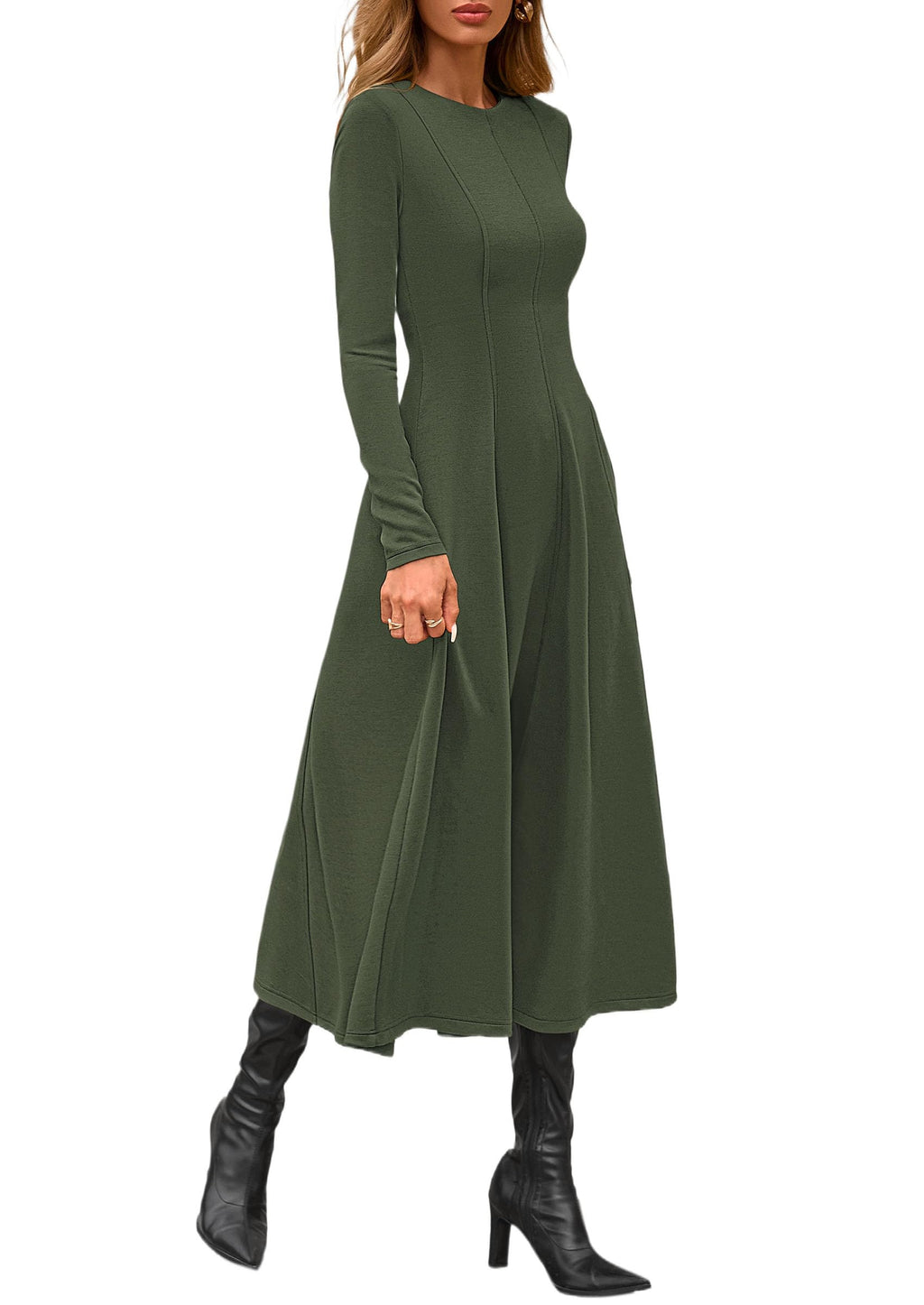 PRETTYGARDEN Cocktail Dresses for Women  Elegant Classy Fall Long Sleeve Midi A Line Flowy Modest Winter Party Dress