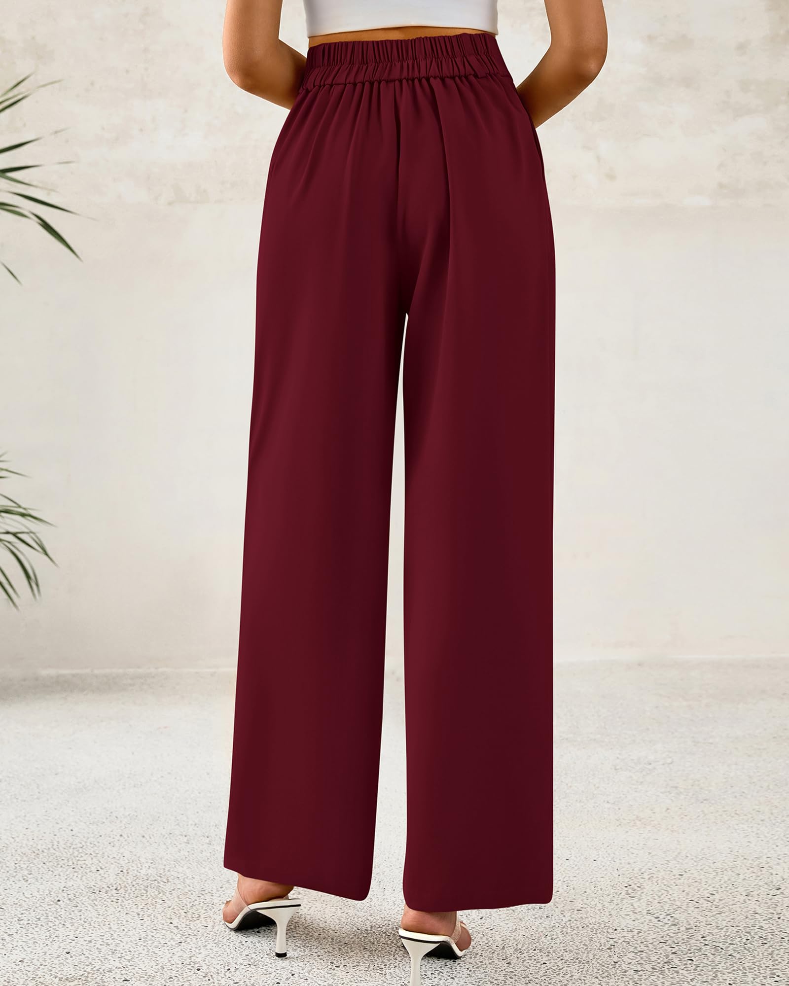 BTFBM Women Wide Leg Dress Pants High Waisted Button Pleated Business Casual Trousers Office Work Palazzo Pants