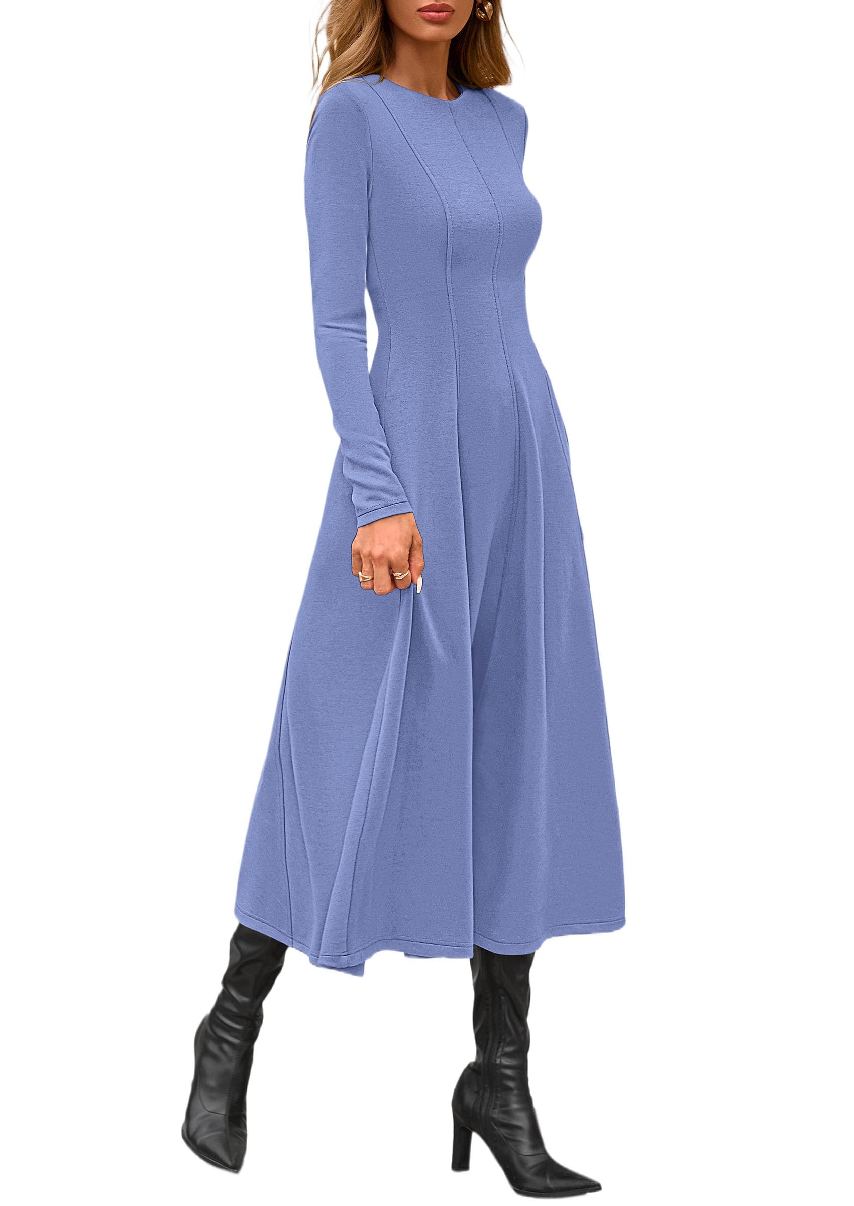 PRETTYGARDEN Cocktail Dresses for Women  Elegant Classy Fall Long Sleeve Midi A Line Flowy Modest Winter Party Dress