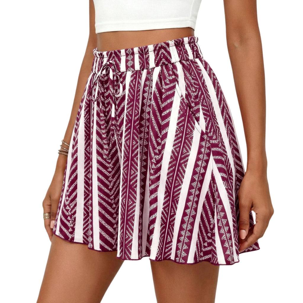 PRETTYGARDEN Women's Flowy Shorts Summer Fashion Beach Vacation Clothes Casual High Waist Wide Leg Ruffle Shorts