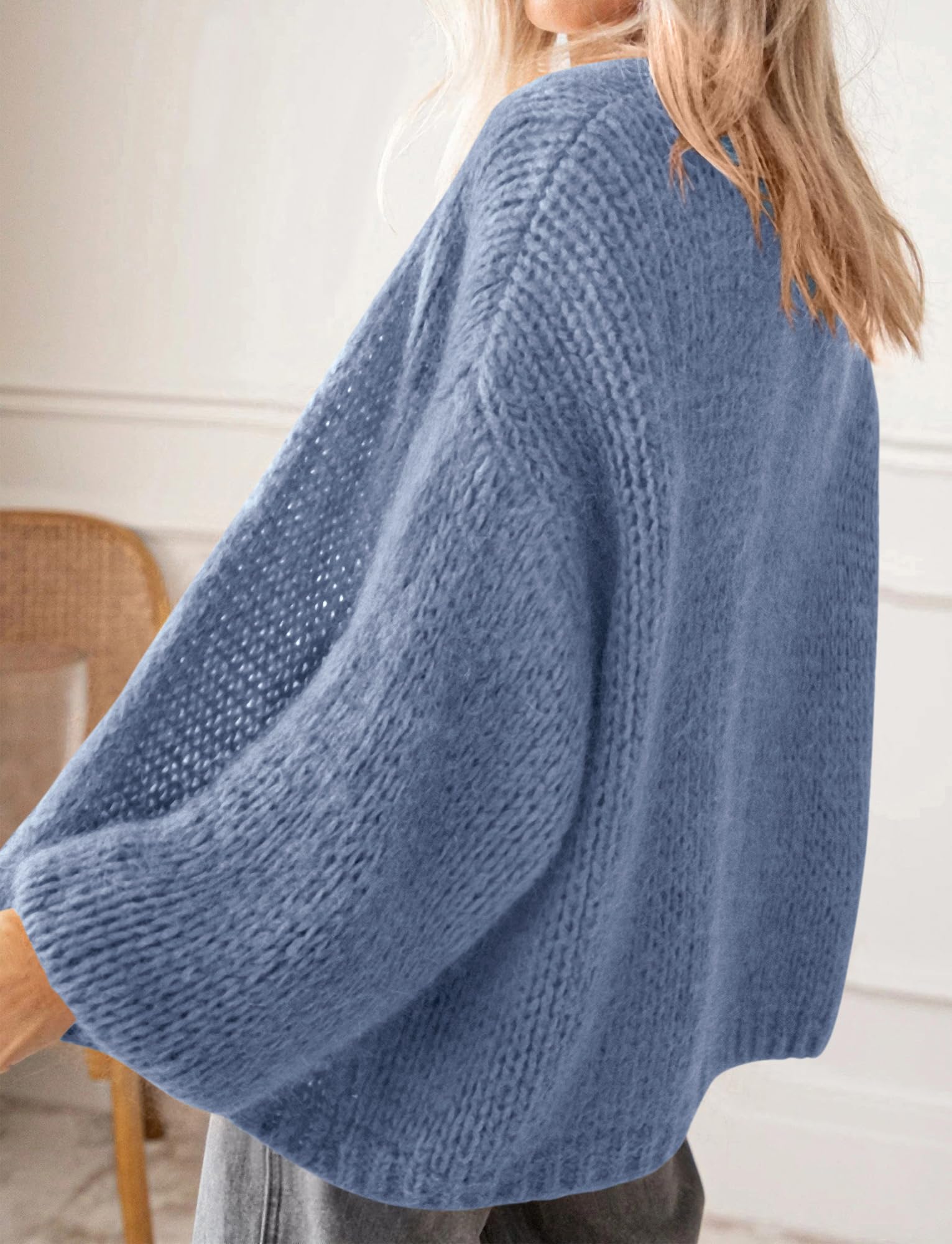 BTFBM Cardigan Sweaters for Women Fall Fashion Clothes | No Button No Pocket Design, Chunky Knit Open Front Cardigans, Ribbed Cuff Long Sleeve Sweater, Loose Winter Coat Clothing