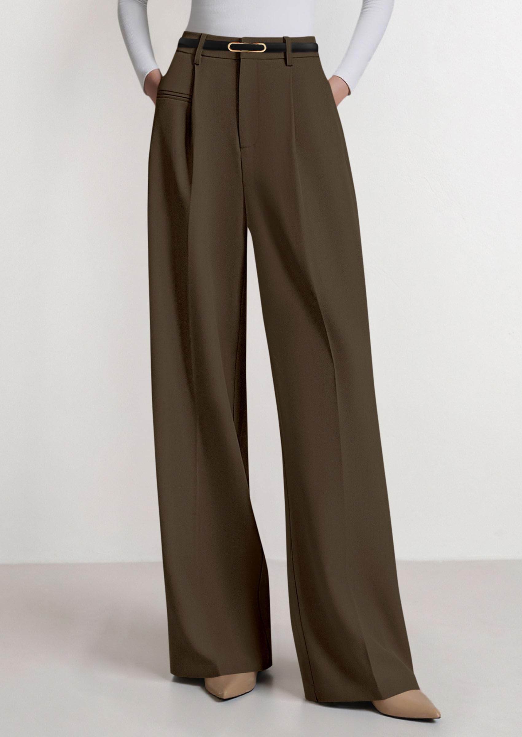 PRETTYGARDEN Womens Wide Leg Dress Pants Business Casual Flowy Work Palazzo Pants High Waisted Slacks Trousers