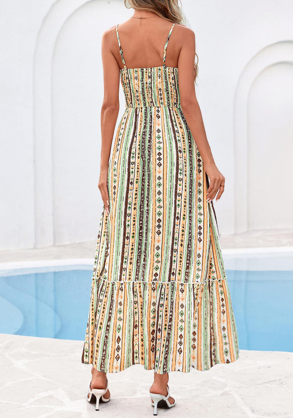 BTFBM Summer Dresses for Women Sundresses Sleeveless Spaghetti Strap Boho Beach Vacation Outfits Spring Maxi Dress